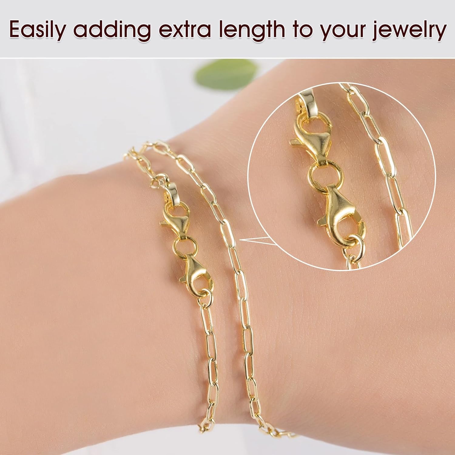 OHINGLT Double Lobster Claw Clasps Necklace Extender Silver and Gold, Double End Design Necklace Clasps and Closures, Bracelet Connector Suitable for Jewelry Making (8PCS | Silver & Gold) - Image 6