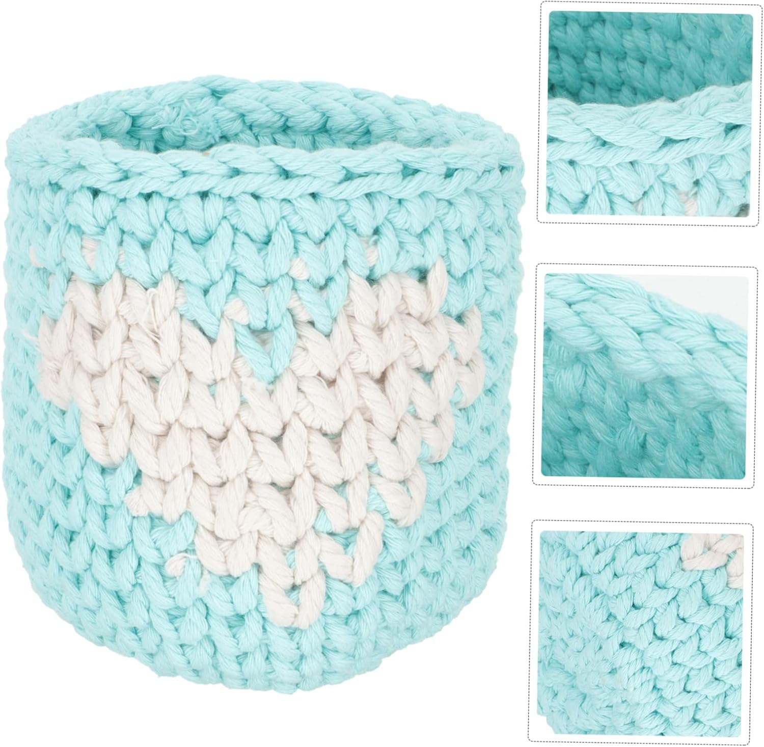 Creative Cotton Rope Knitted Cup Sleeve Handcrafted Drink Protector for Glass Water Cups Versatile Decor for Indoor Use for Gifts and Home Accent Sky Blue