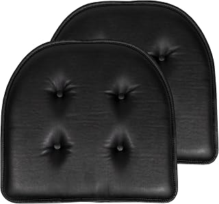Sweet Home Collection Cojín para Silla de Espuma viscoelástica con Respaldo de Goma Antideslizante, en Forma de U, 43 x 40 cm, 2 Unidades, Piel sintética, Color Negro