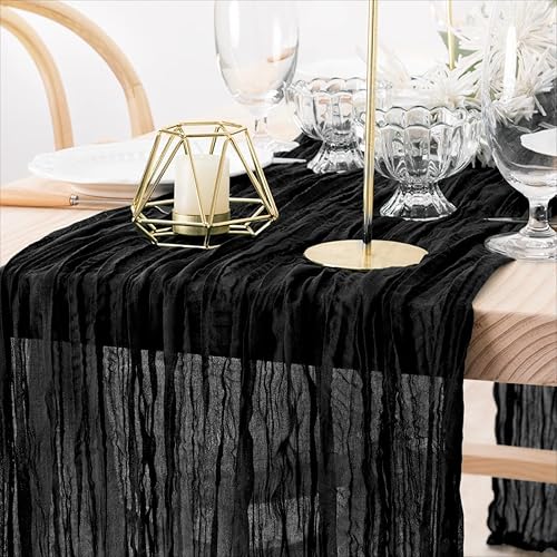 Vista 230 de MLMW Camino de mesa de estopilla azul polvoriento, revelación de género, gasa bohemia de tela de queso rústico, camino de mesa de 160 pulgadas, Azul