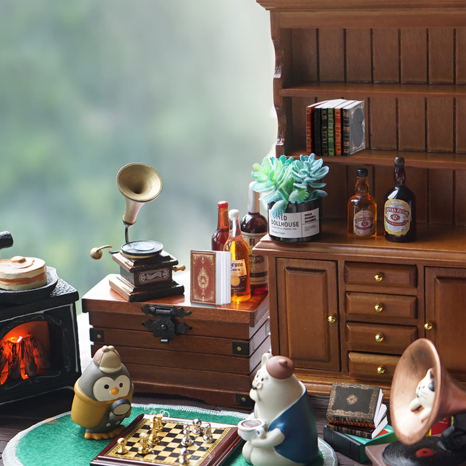 9 Pcs 1:12 Livres Miniatures de Maison de Poupée, Mini Livres Accessoires de Maison de Poupée, Accessoires de Décoration de Maison de Poupée