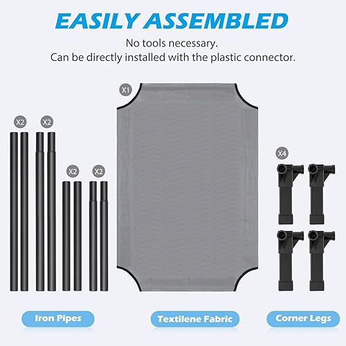 Miniatura 7 de Cama elevada refrescante para perros, catre elevado para perros con malla transpirable lavable y marco de metal, portátil para uso en exteriores e