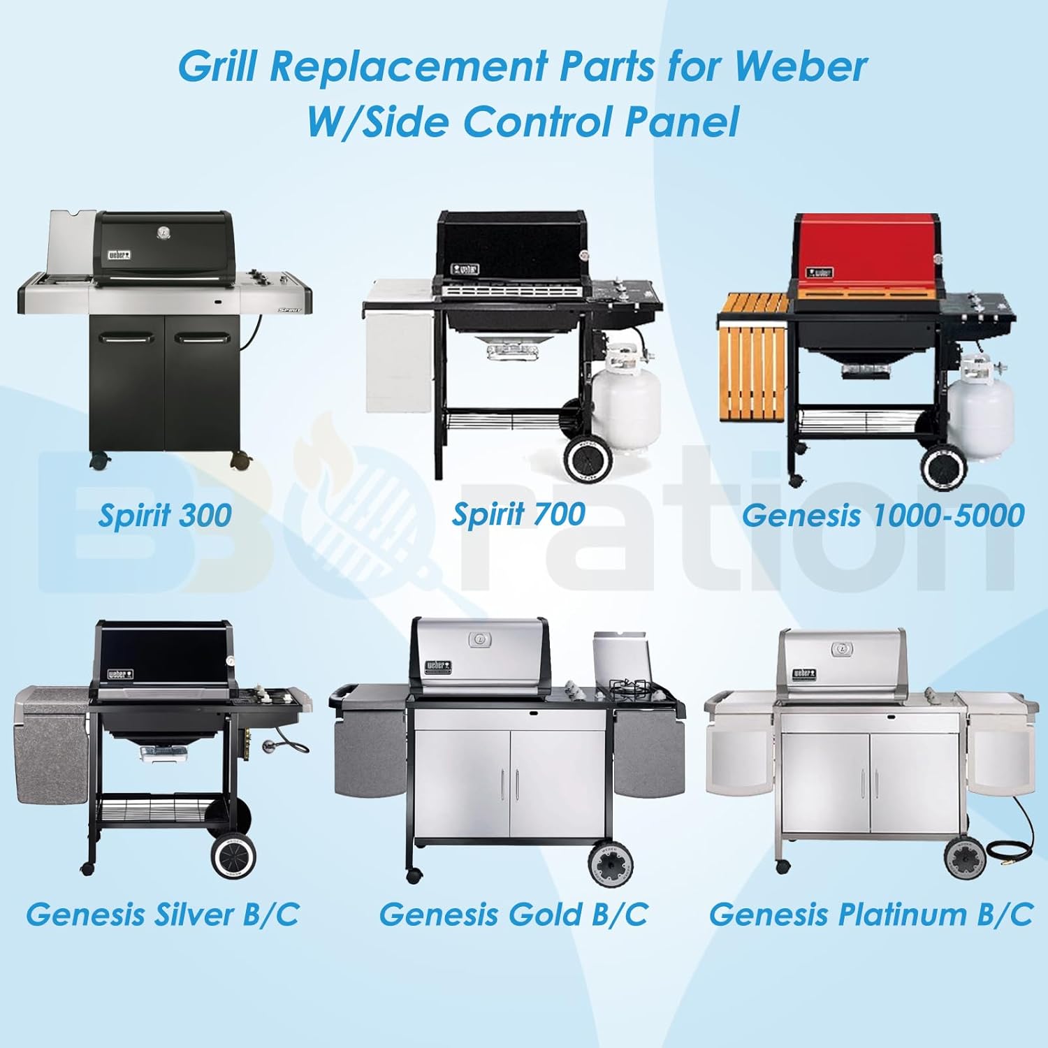 7526 7527 7638 17.25インチ 鋳鉄グリルグレート 交換用 Weber Spirit 300シリーズ、Spirit