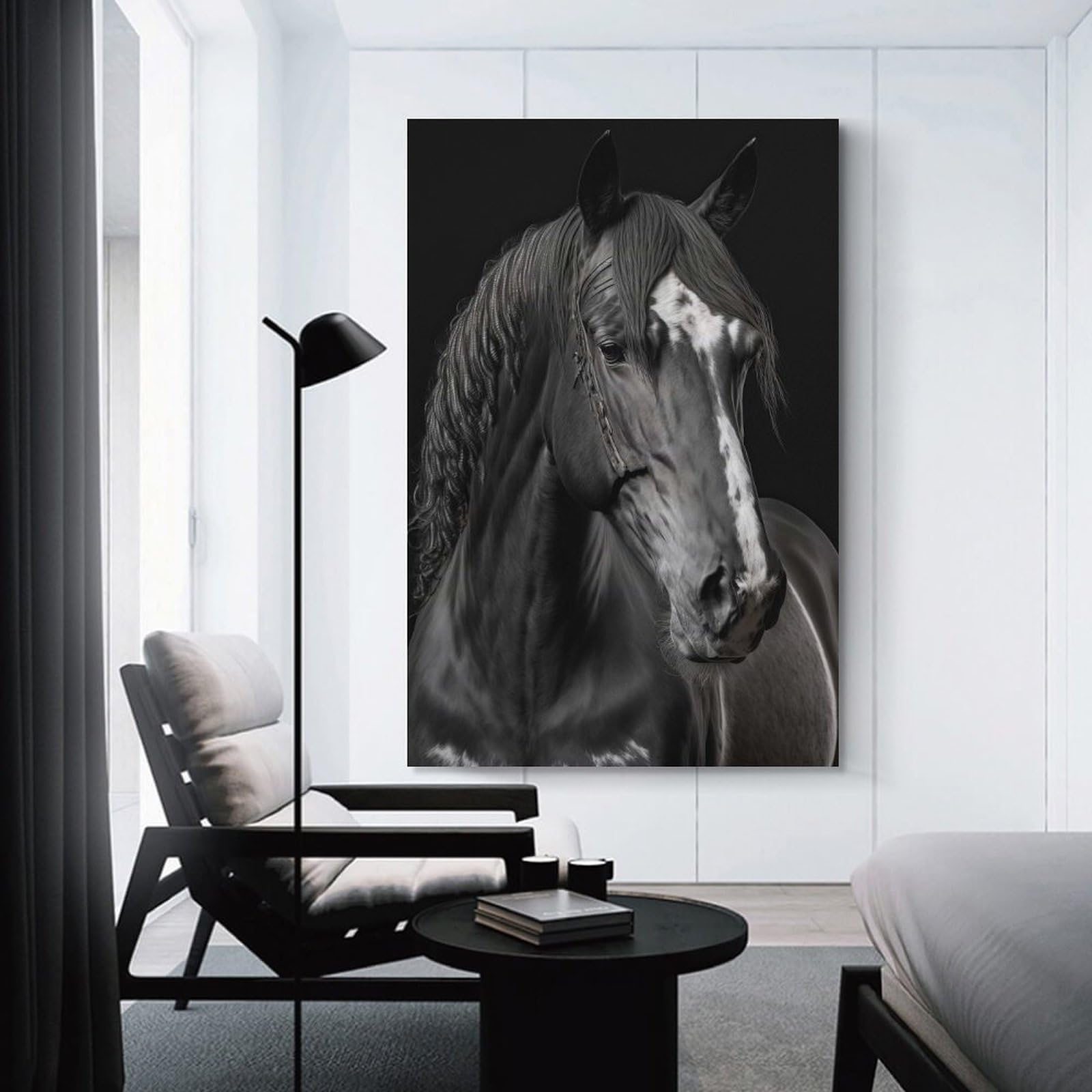 Junmoney Canvas Wall Art Portrait of A Horse, 20x30inch(50x75cm), for Bedroom, Guest Room Or Reading Nook, Canvas Wall Decor for Personal Spaces