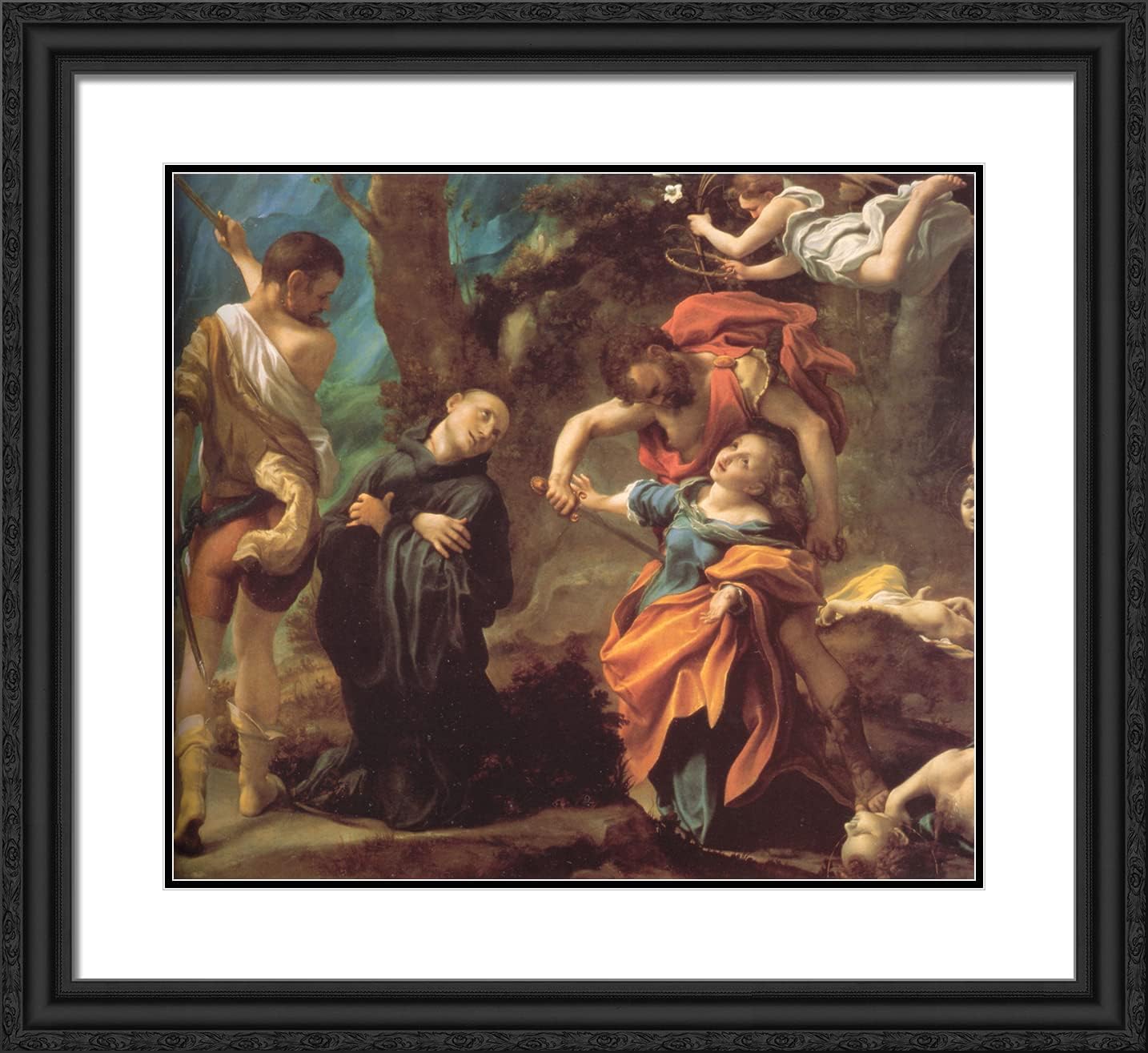 ArtDirect Correggio 22x20 Gold Ornate Framed Art Print with Double Matting Titled: The Martyrdom of Four Saints ll