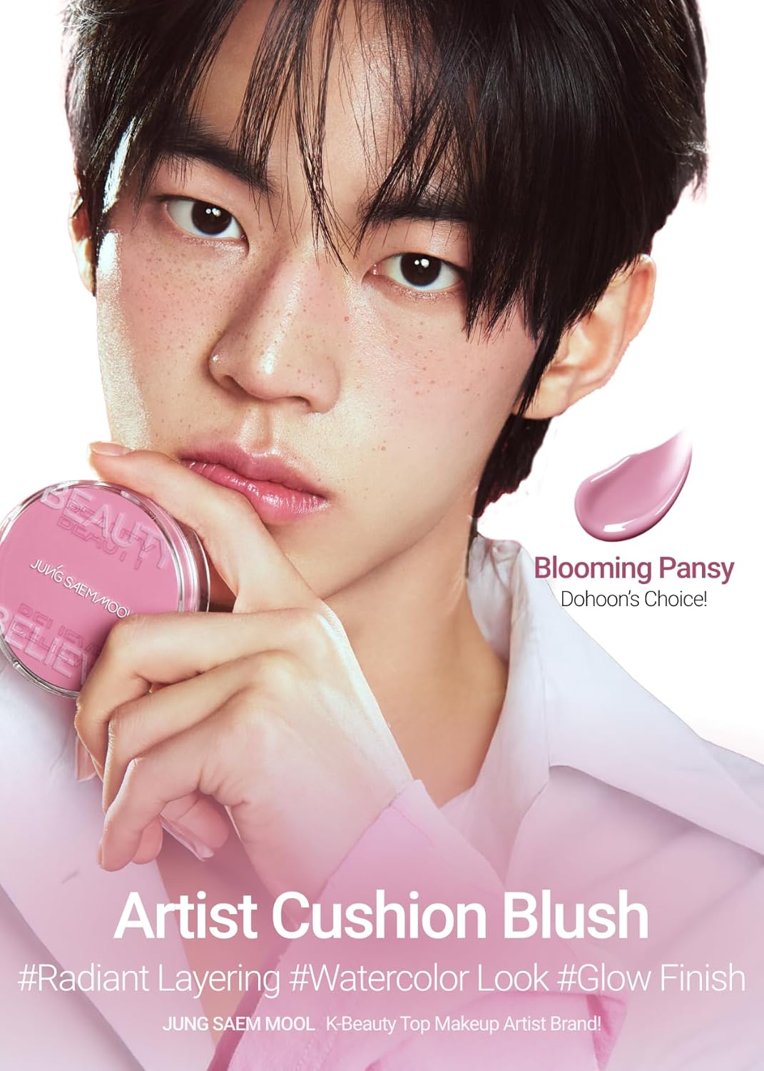 JUNG SAEM MOOL Artist Cushion Blush | Easy to Blend with Puff, Buildable Liquid Blush for Cheeks with a Dewy & Natural Finish, Korean Makeup (Blooming Pansy) - Image 2