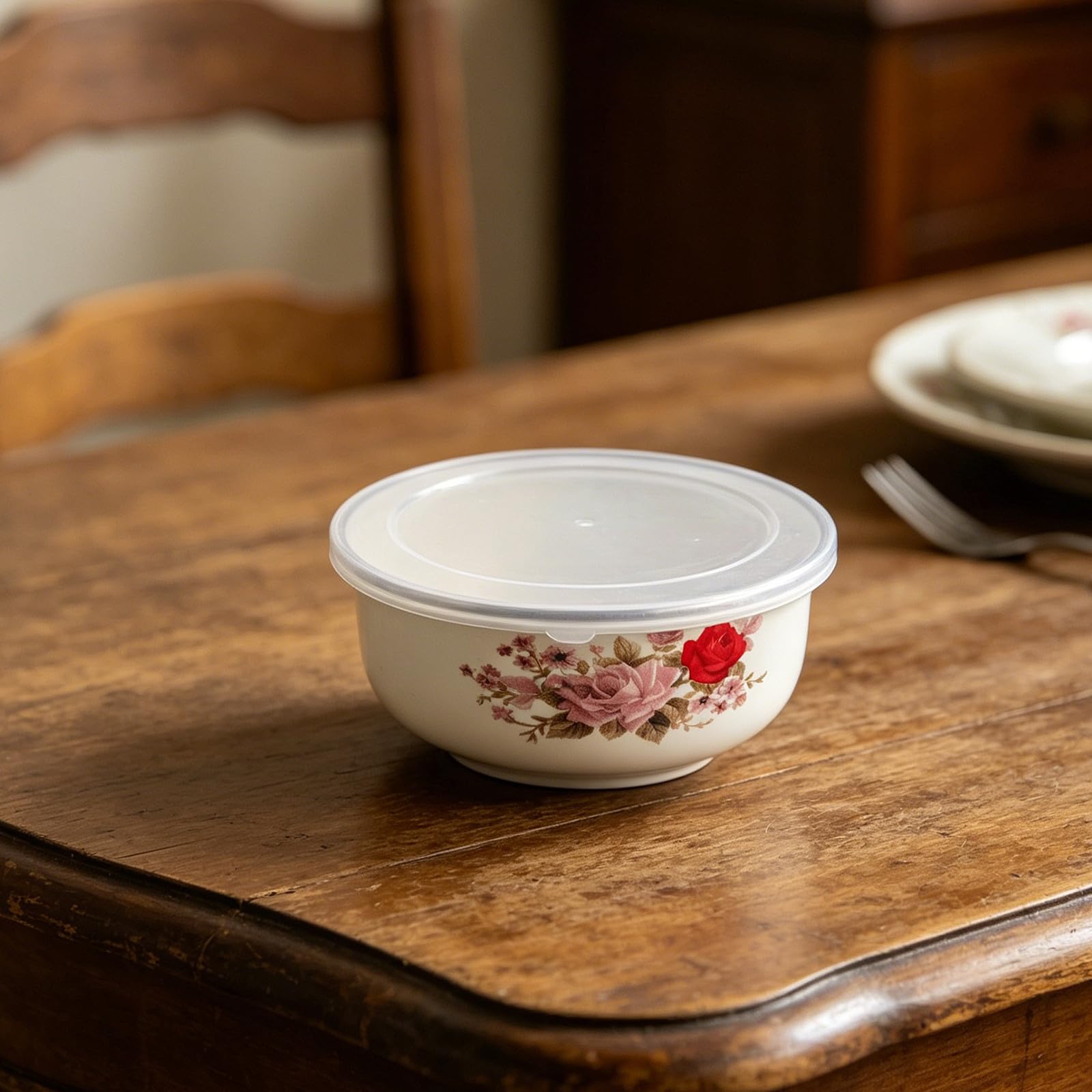 TIDTALEO Set 3 Pezzi Ciotole Smaltate con Coperchio Vintage per Conservazione Alimenti Resistente e Impilabile, Adatte per Uso in Cucina e Casa