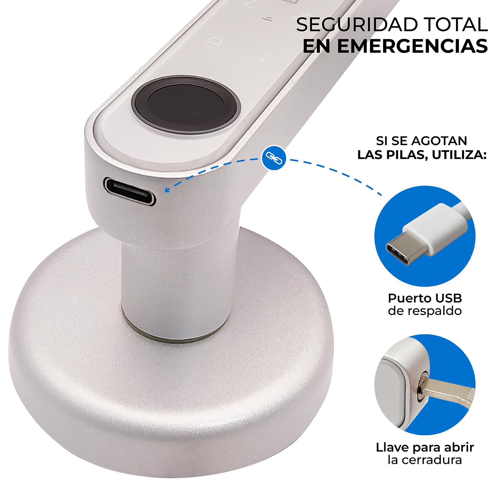 LED ATOMANT Confezione da 4 Serratura Smart per Porte 5 in 1 con Impronta Digitale, Codice PIN, App Mobile, Scheda RFID e Chiave, Apri Porta di Casa Biometrica per Casa, Ufficio o Hotel