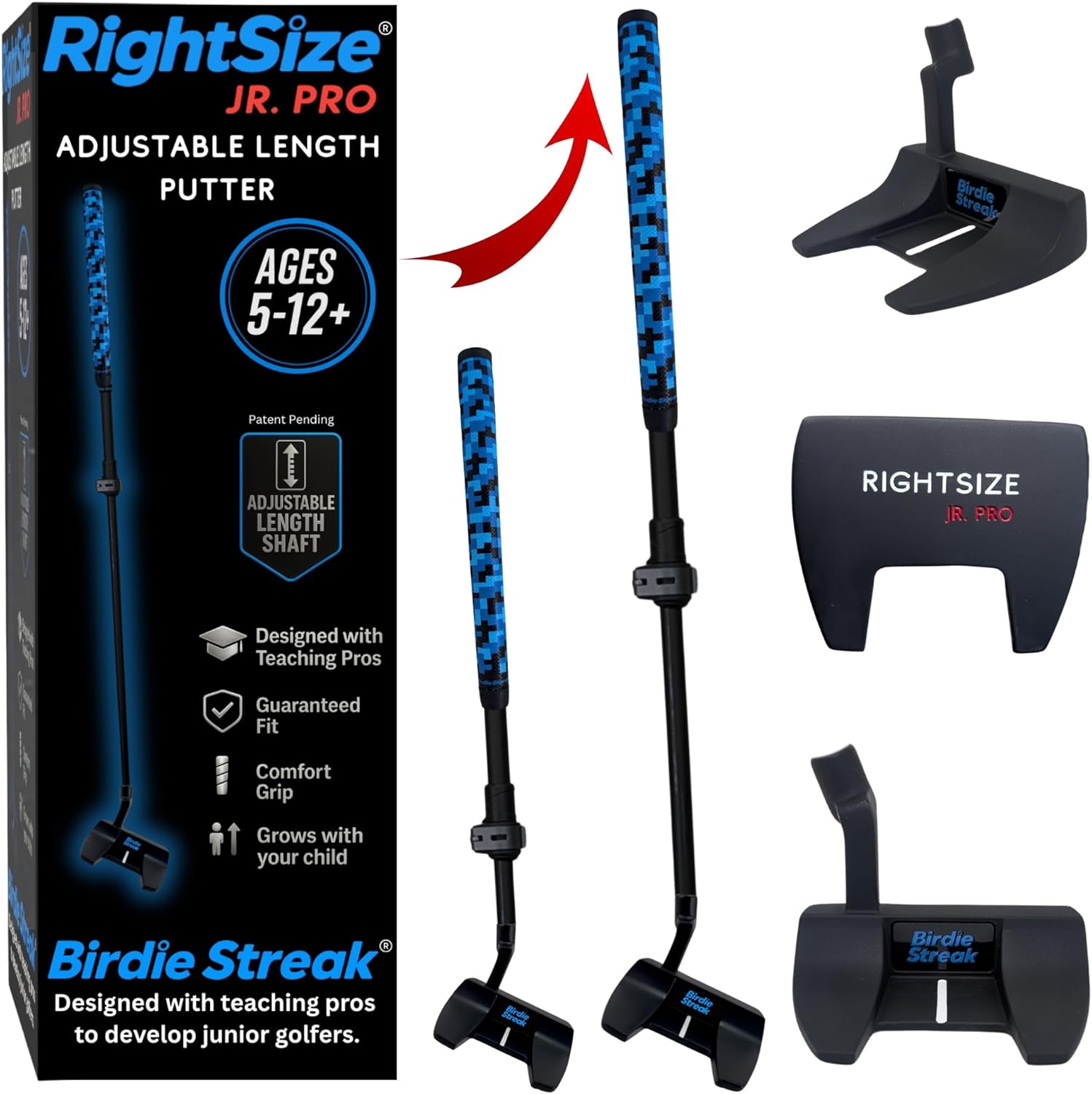 RightSize Junior Pro Series Kids Golf Clubs by Birdie Streak, Adjustable Length Golf Clubs for Ages 5–12 (Right Hand)