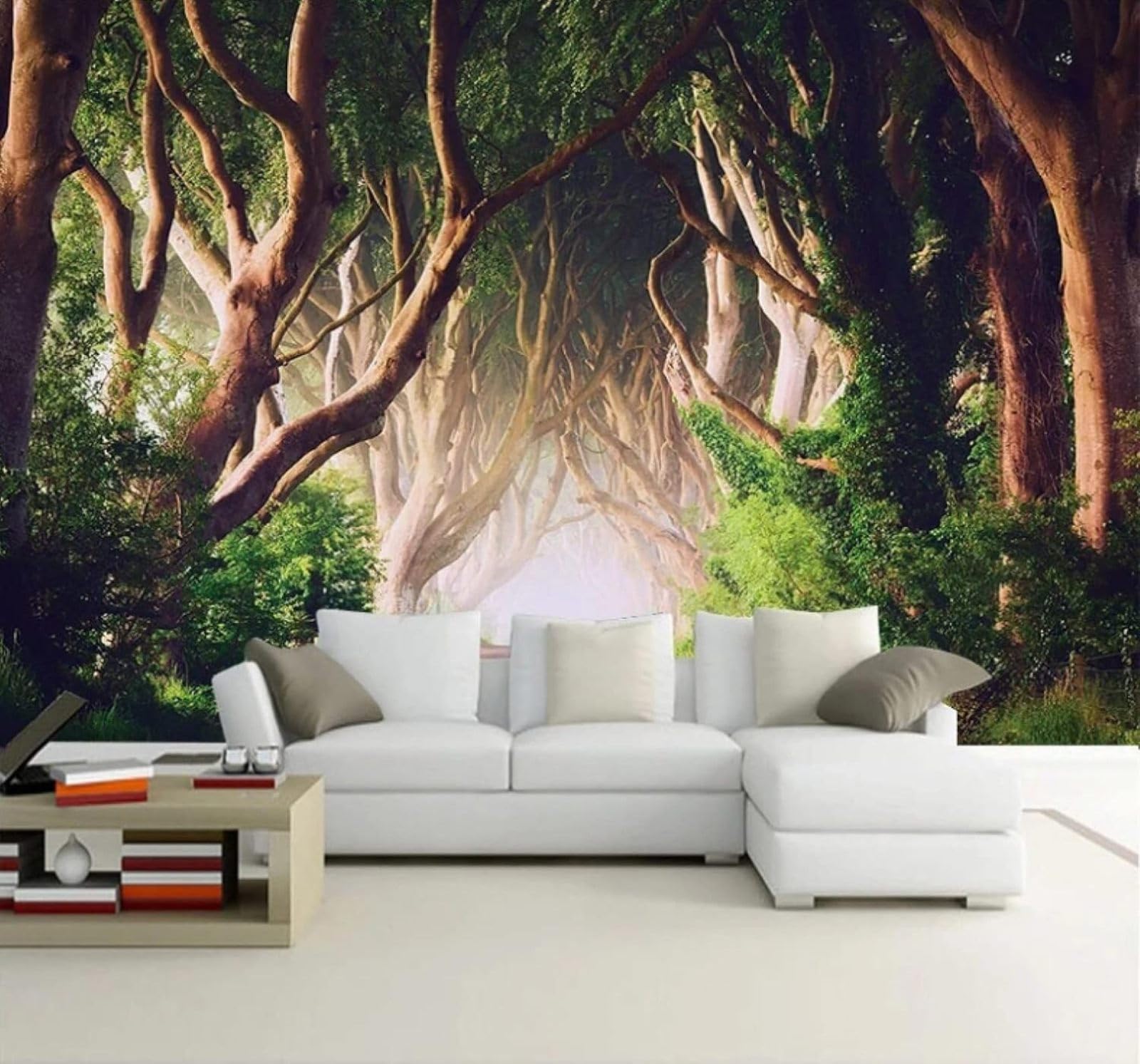 XLMING Three Dimensional Path Woodland Green Landscape 3D Wallpaper Luxury Home Dining Decor Paste Sofa Living Room The Wall for Bedroom Mural-400cm×280cm