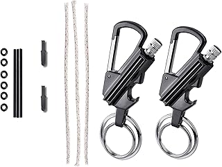 yusud 2 Pack Permanent Match with Replaceable Accessories, Never Ending Matchstick Parts, Forever Matches Kit Included Scrapers, Flint Fire Starter Rods, Wicks, Sealed Waterproof Rubber Rings