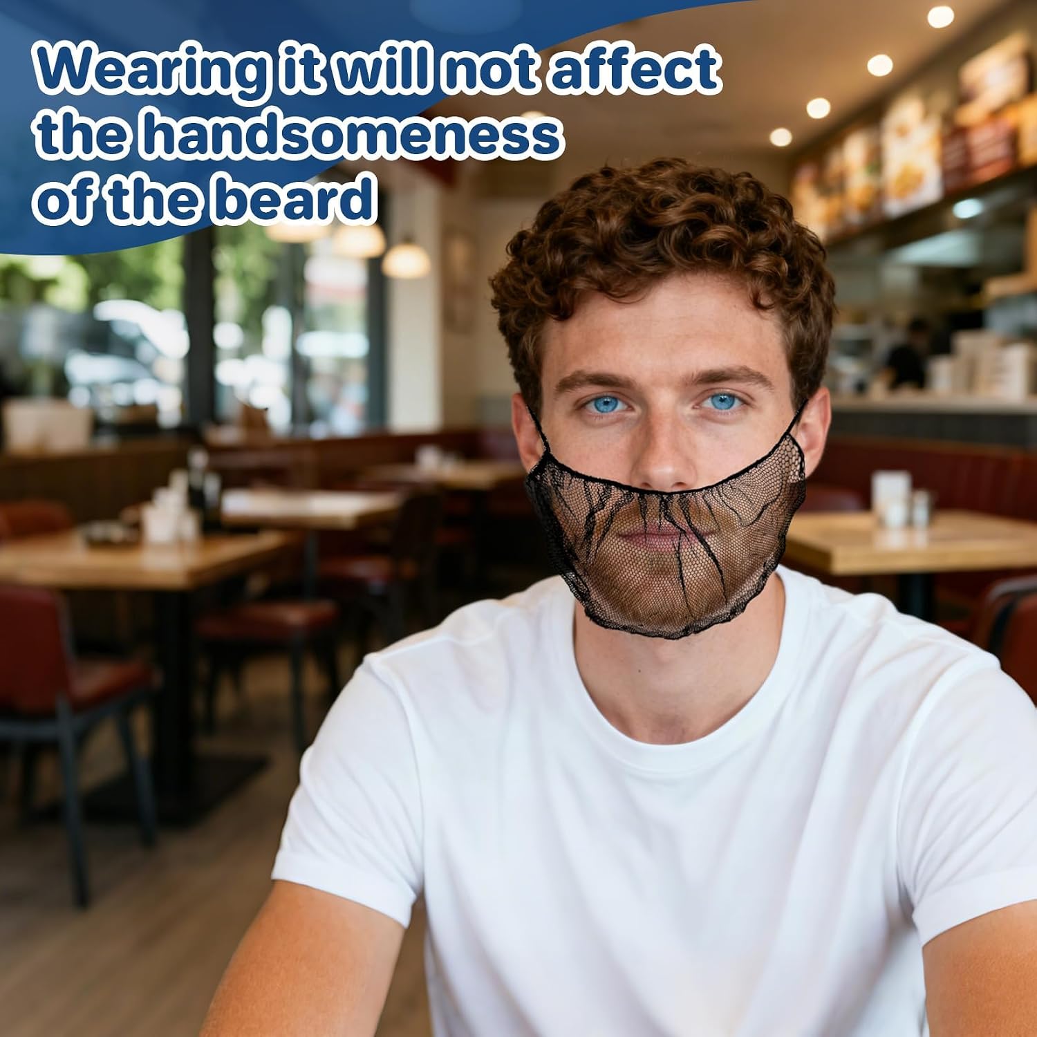 100PCS Disposable Nylon Beard Nets - RAINFLOW Protective Honeycomb Beard Net Food Service Breathable Beard Cover for Men Facial Hair Safe Clean Working Environment,Latex Free [BLACK | 18"]