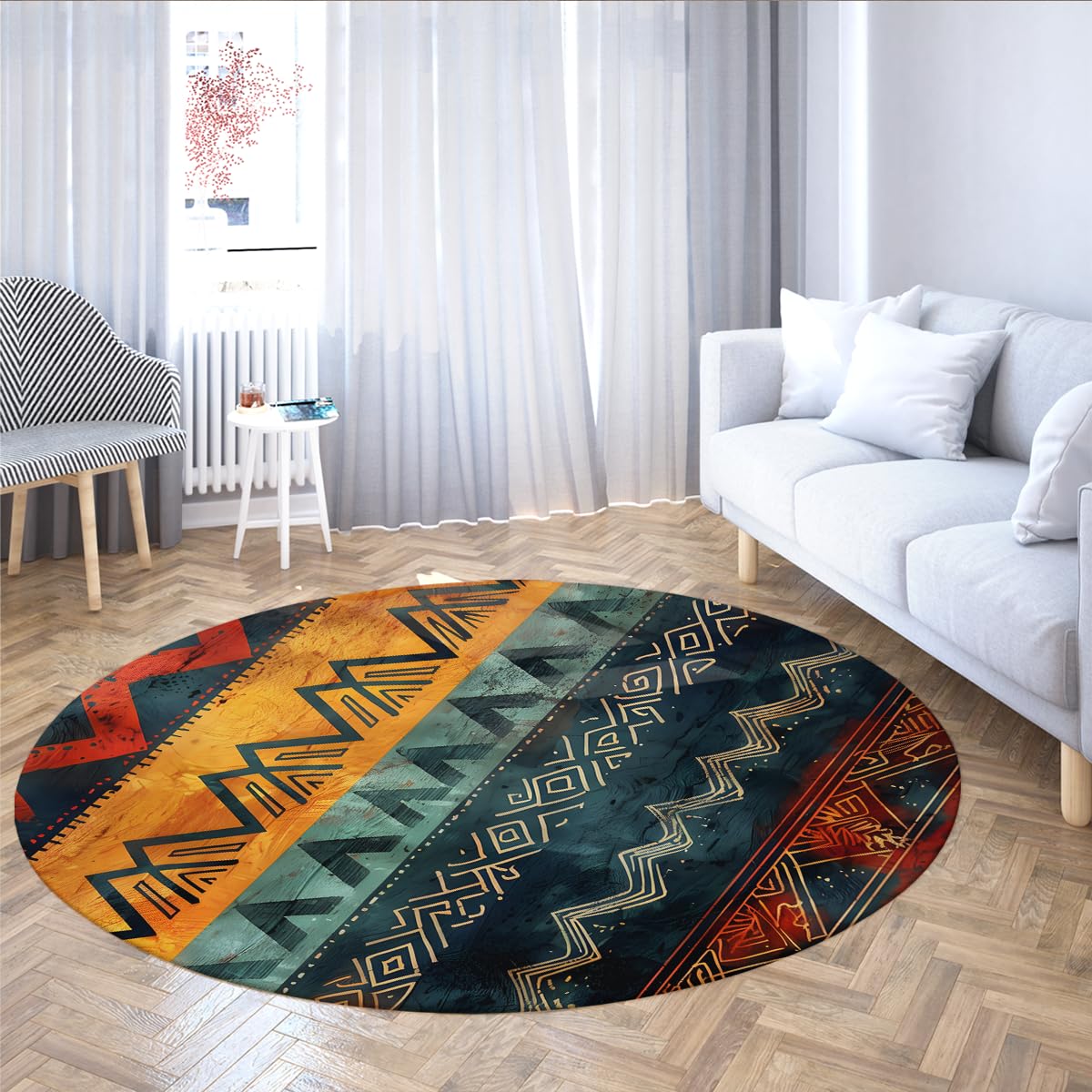 Traditioneller südwestlicher Tribal-Rundteppich 200cm