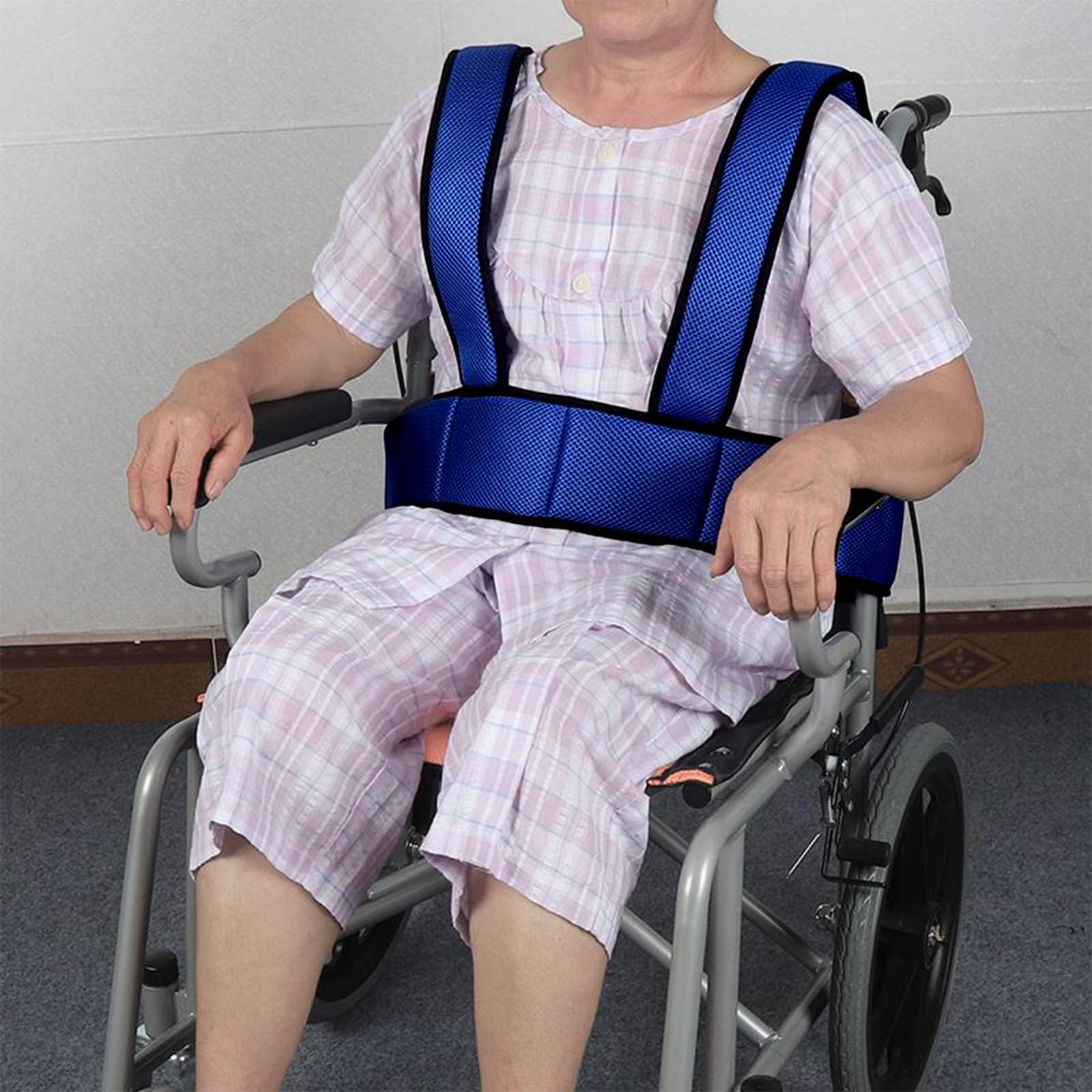 Two-Piece Wheelchair Safety Strap Seat Belt Adjustable Anti-Fall Size-Suitable Adjustable Universal Harness with Buckle Patients Strap Chair Medical Seniors Disable Prevent Sliding Belt