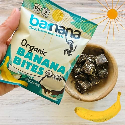 Miniatura 4 de Barnana Bocadillos de plátano masticables de coco orgánico bolsa de 14 onzas paquete de 12