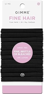 Beauty Fine Hair Elastic Bands - Slim-Fit Elastic Ties for Fine, Brittle, or Bleached Hair - No-Dent, Gentle-Grip Ponytail Holders for All-Day Comfort - 12 Pack, Black
