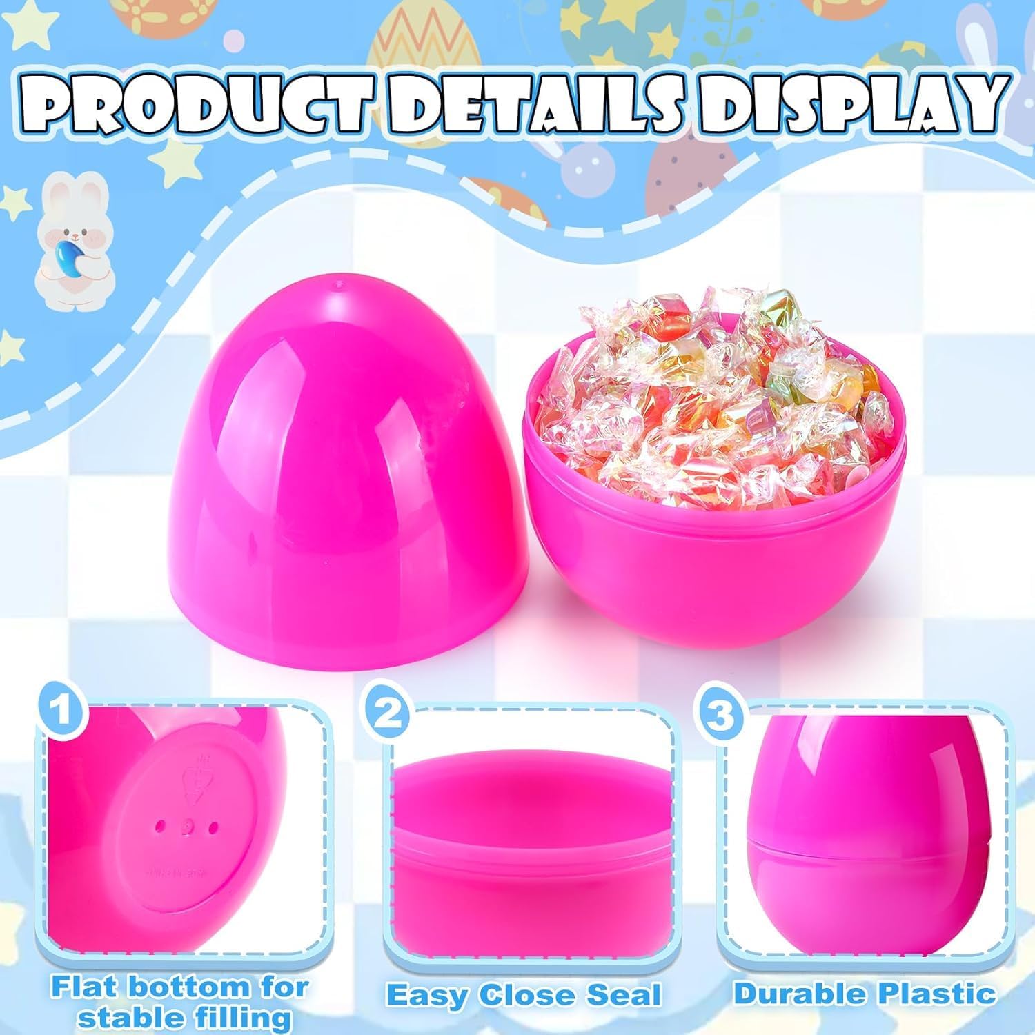 6 Inch Jumbo Easter Eggs - 6 Pack Large Plastic Easter Eggs Fillable for Kids Giant Empty Eggs for Easter Egg Hunt Basket Stuffers Fillers Filling Treats Party Favors Classroom Prizes Supplies (Pure)