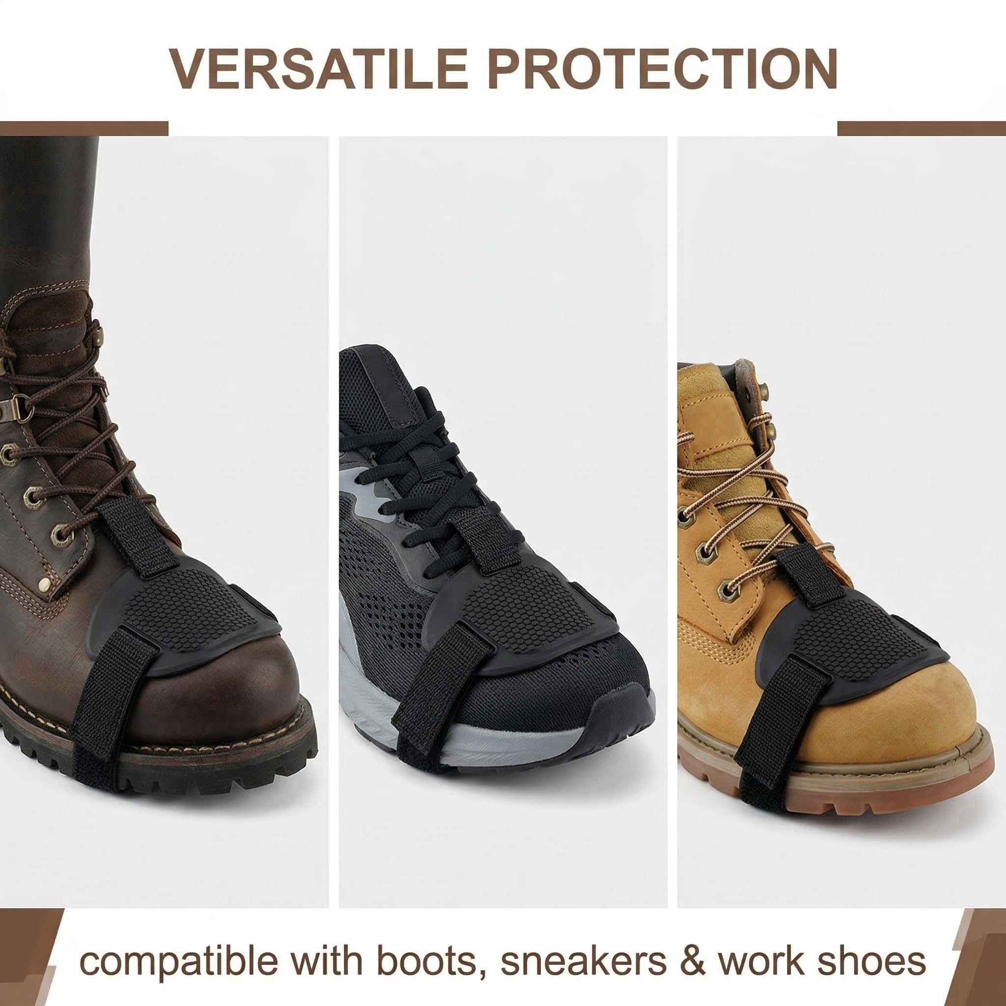 2 Pezzi Copriscarpe Moto - Protezione Leva Cambio Antiscivolo in Gomma - Regolabile con Velcro per Stivali, Sneaker e Scarpe da Lavoro