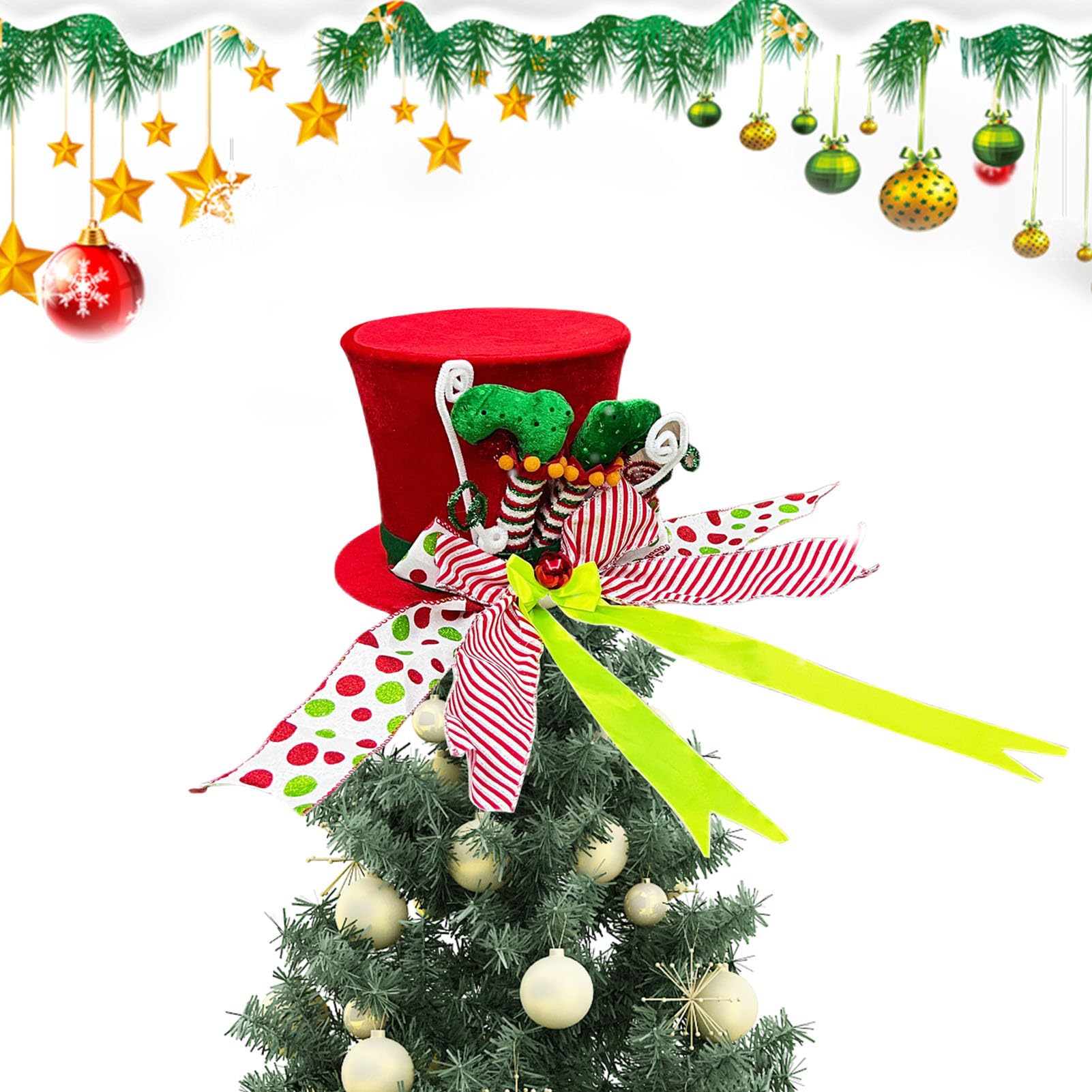 Sombrero cilíndrico para árbol de Navidad y coronas festivas plegable
