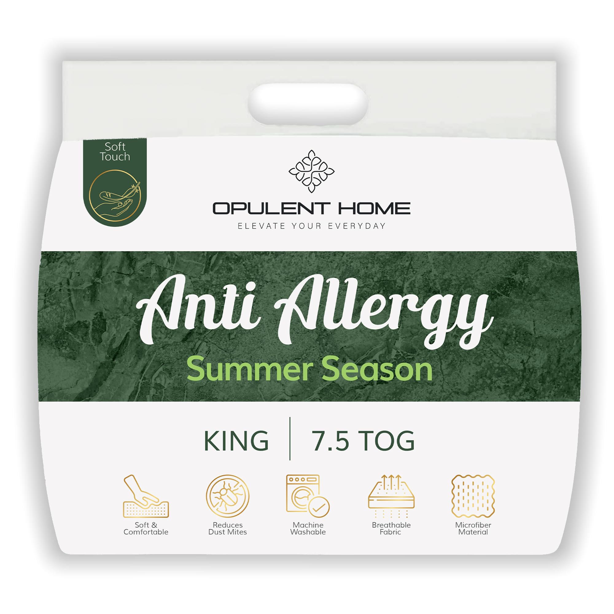 Opulent Home Striped Anti Allergy 7.5 Tog Easy Care Duvet - Summer Comforter, Breathable Microfibre, Luxury Hollowfibre, (King)