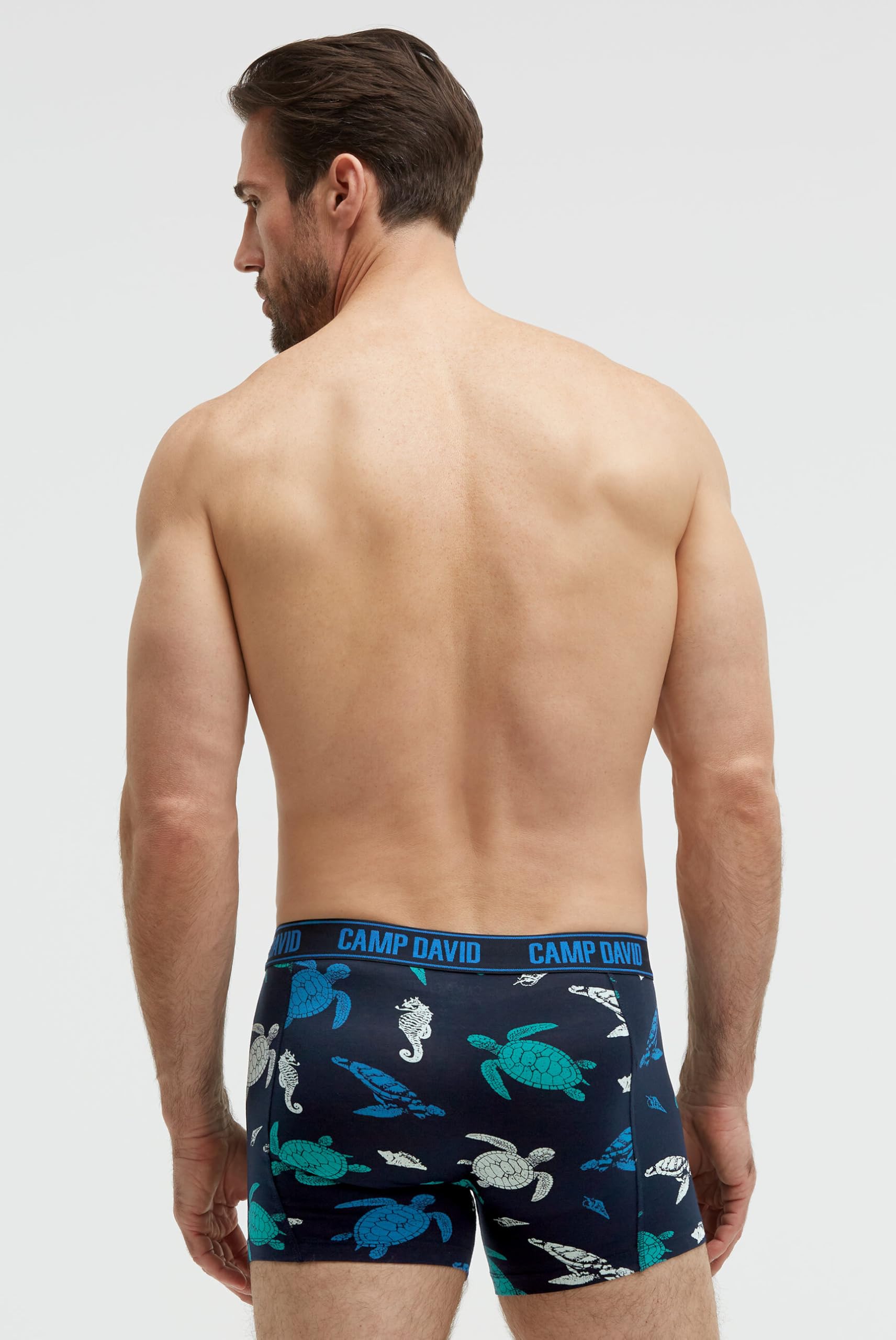 Camp David Herren Boxershorts 2er-Pack, Baumwoll-Stretch mit All Over Print und elastischem Logobund, Oeko-TEX Zertifiziert