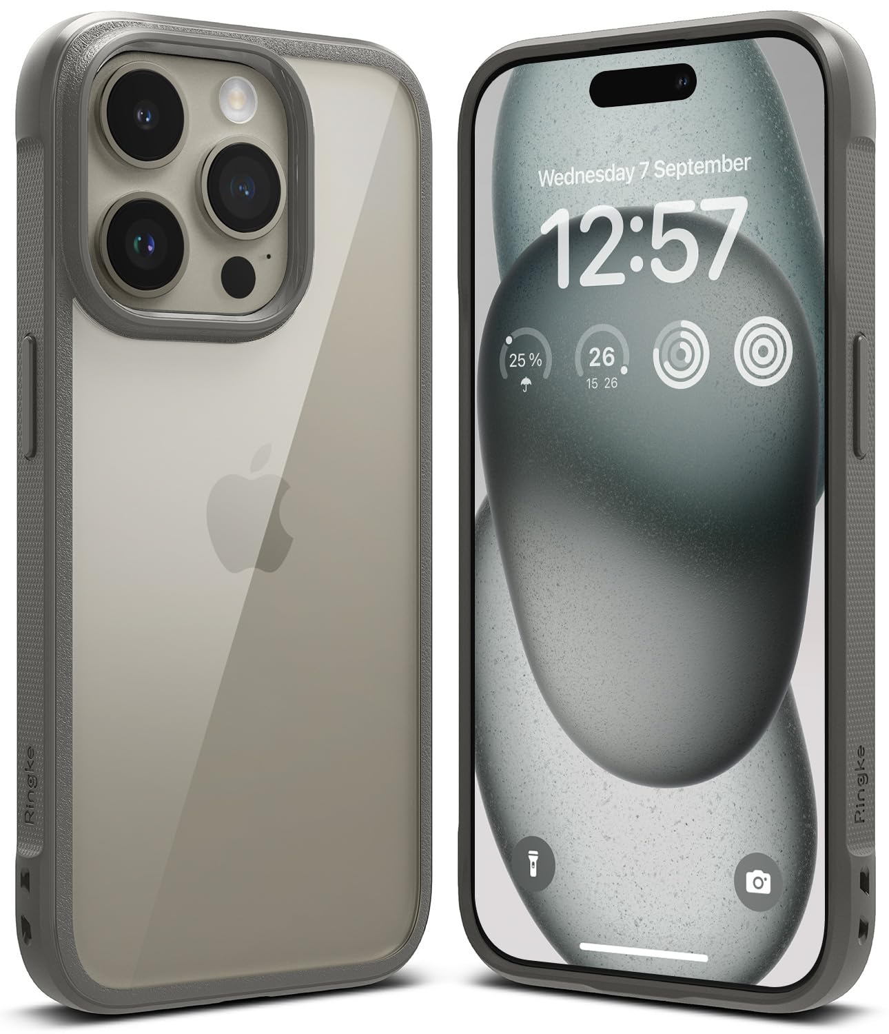 Ringke TPU+PC Fusion Bold Compatible With Iphone 15 Pro Max Case Cover Firm Grip Frame Style Anti-Yellowing Clear Transparent Hard Back Shockproof Bumper Iphone 15 Pro Max Back Cover - Gray, Grey