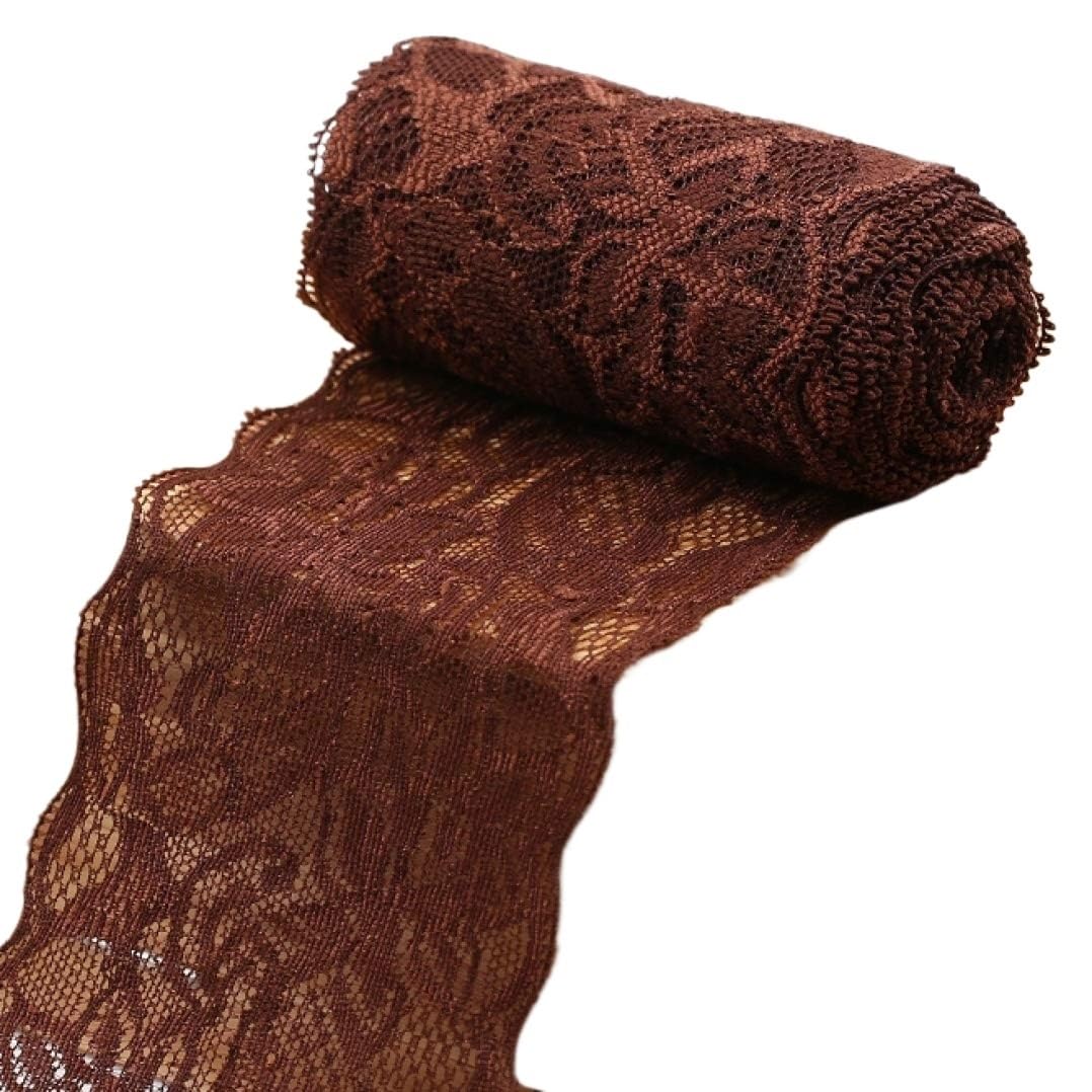 Cinta elástica con estampado Floral de LICRA con adorno de encaje de 8cm for envolver lazos for el pelo de boda(Navy Blue)