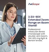 Vista 2 de AmScope Microscopio profesional trinocular con zoom estéreo SM-4TZ-144A, unidades de visualización WH10x, aumento de 3,5X-90X, objetivo con zoom