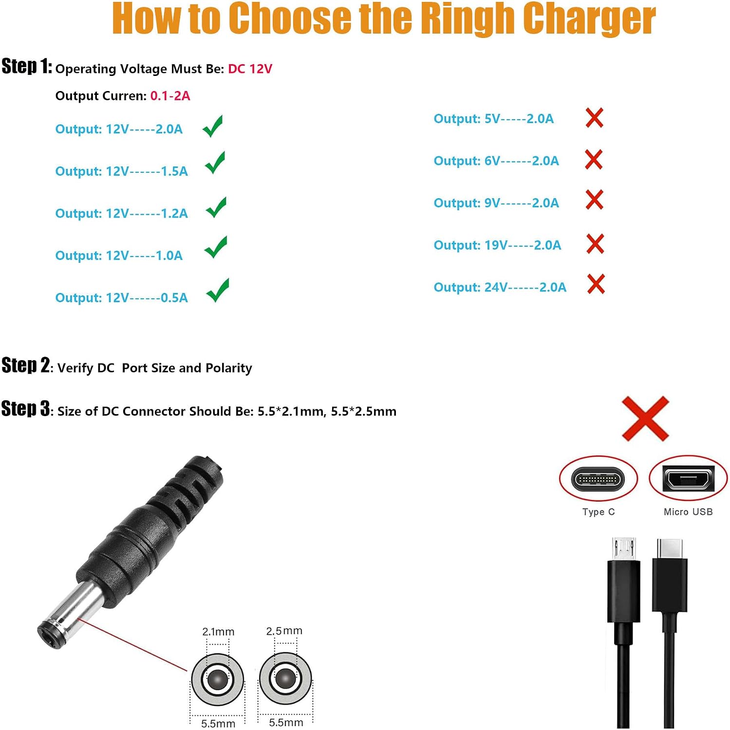 Wall AC Adapter Power Cord Compatible for RESTECK,Vellax,Medcursor,Mirakel,InvoSpa Shiatsu Back Shoulder and Neck Massager Charger Power Supply 12V（Only Fit for 12V Massager ）