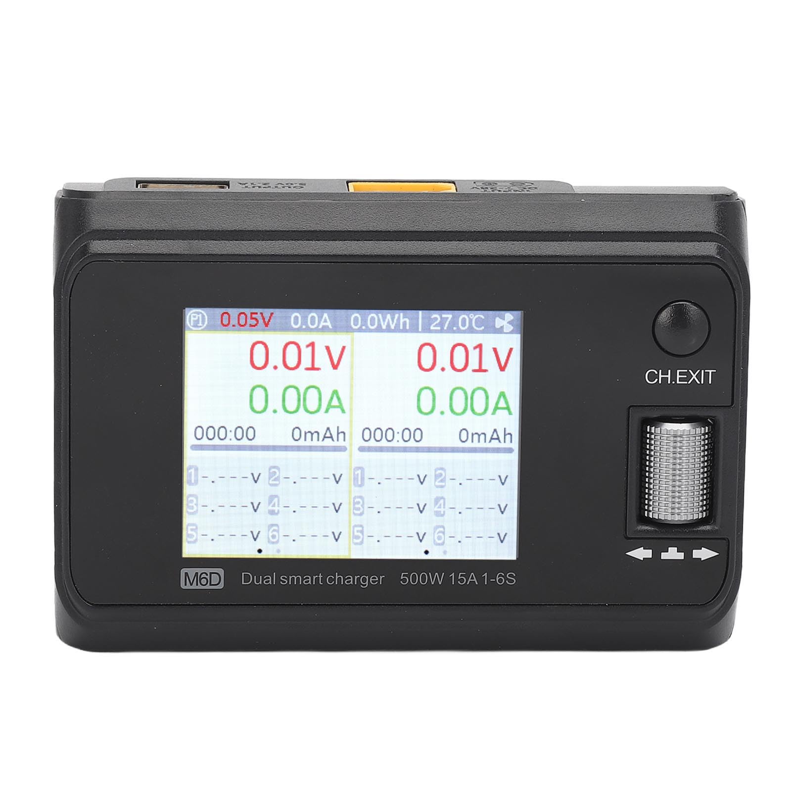 Chargeur de Sortie à Double Canal Compact Haute Performance Chargeur D'équilibre de Batterie Intelligent pour Batteries au Lithium Nimh Écran LCD 2,4 Pouces Noir