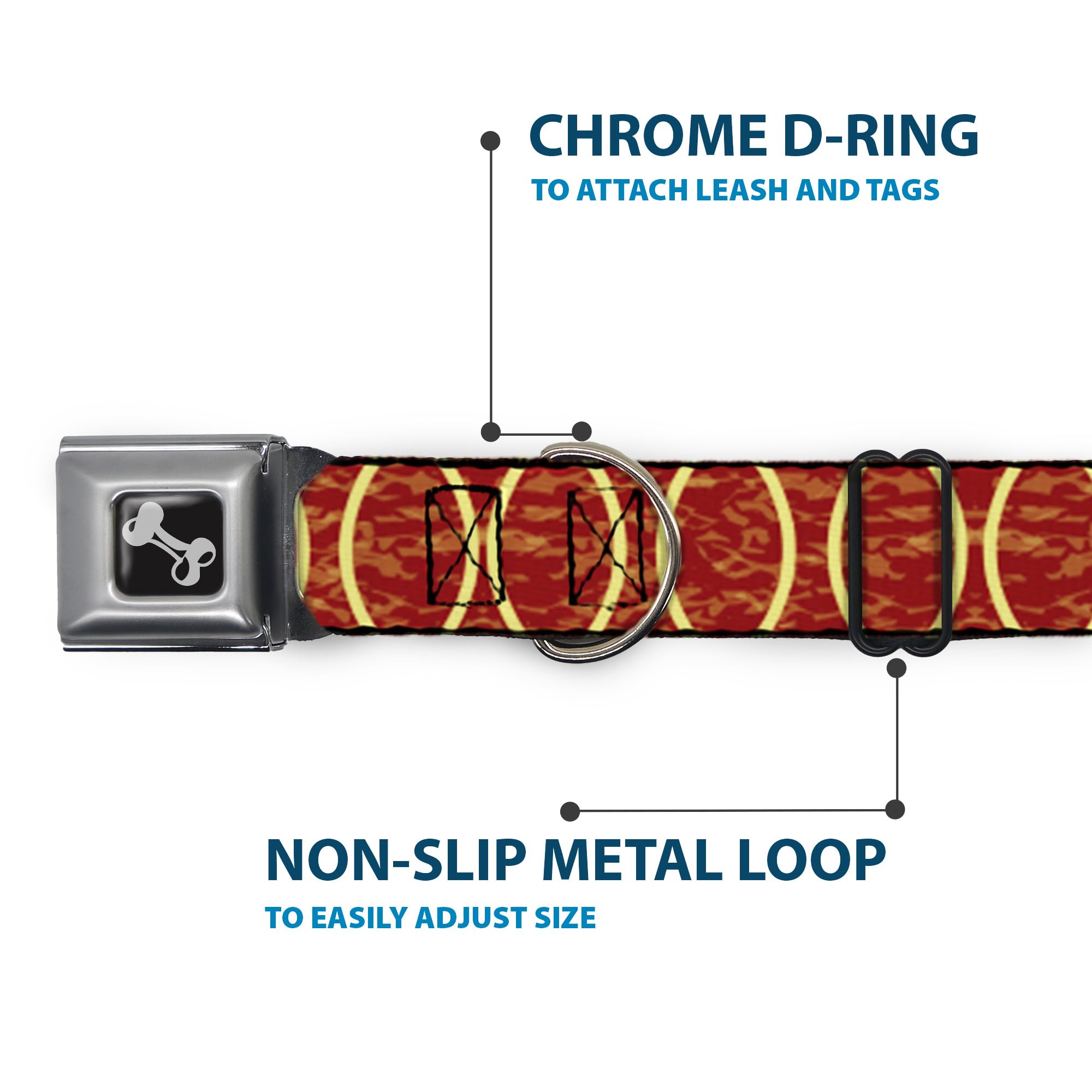 Buckle-Down DC-W31811-WS - Cinturón de Seguridad para Perro, Talla S, Color Naranja y Amarillo