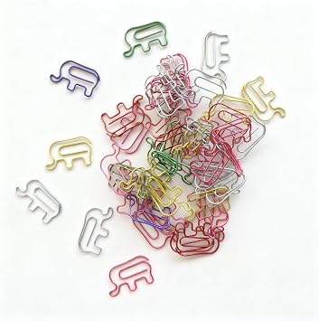 50 PCS Cute Animal Paper Clips, Multicolor Elephant-Shaped Paperclips, Fun Office School Supplies for Coworkers, Teachers and Students