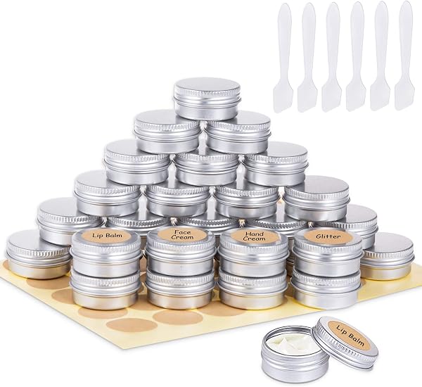 30 sztuk aluminiowych pojemników na krem, puste metalowe słoiczki, małe puszeczki na kremy z pokrywką, do balsamu do ust, kosmetyków, kremów, próbek sztuki paznokci, 15 ml, 15 g