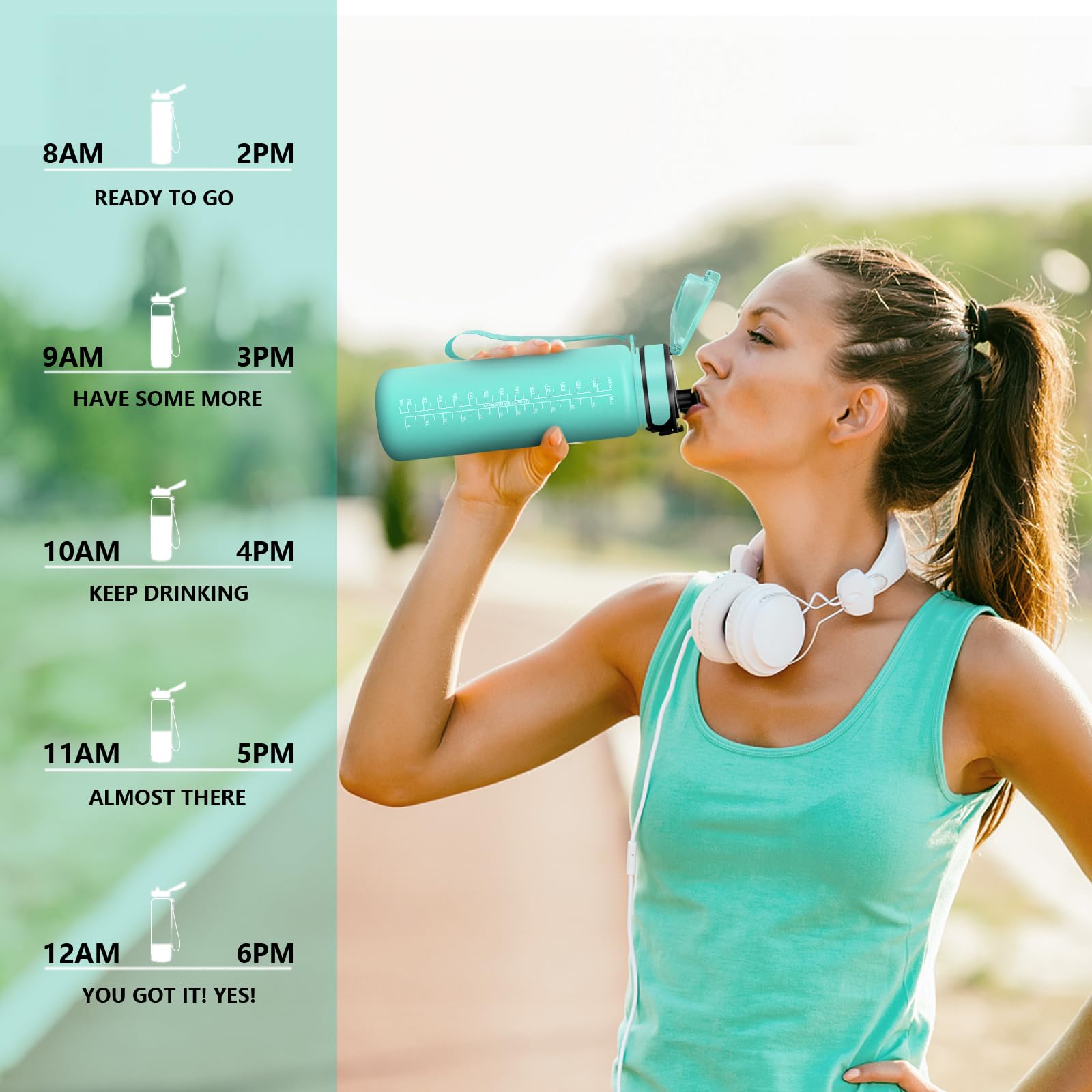 Vikaster Borraccia Sportiva, Borraccia 500ml/1000ml/1500ml, Senza BPA & Prova di Perdite, Bottiglia Acqua Bambini, Bici, Scuola, Palestra, Ufficio, Yoga