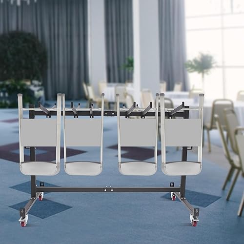 Miniatura 2 de Folding Chair and Table Cart, Large-Capacity Folding Chair Storage Cart with Swivel Wheels and Holders for 42-Chair Capacity, Multi-Function Table