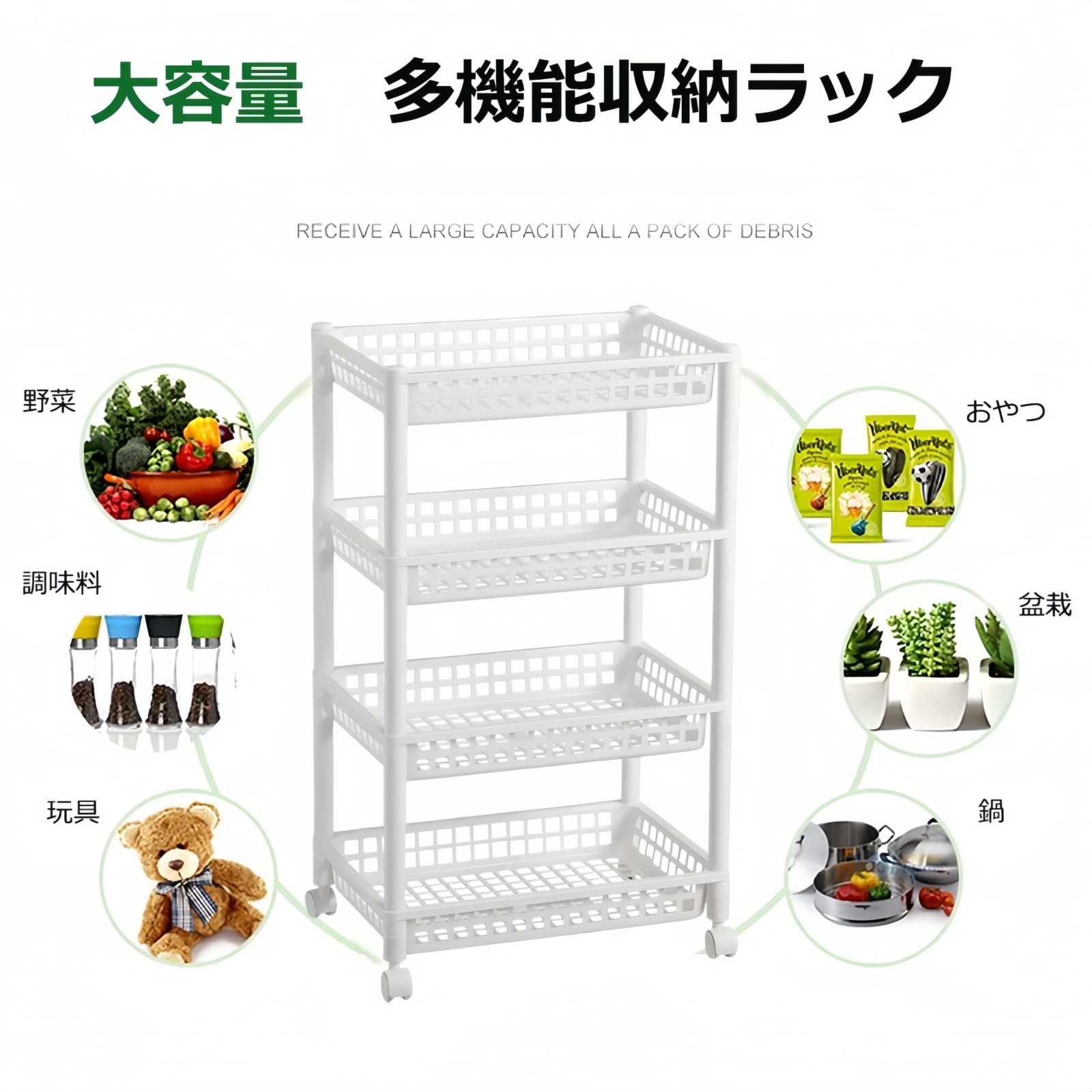 Amazon.co.jp: MEMETARO キッチンワゴン メッシュワゴン プラスチック