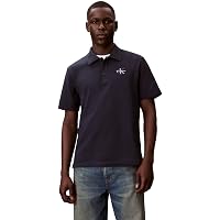 Calvin Klein Uomo Maglietta Polo Maniche Corte Easy Monologo con Chiusura a Bottoni