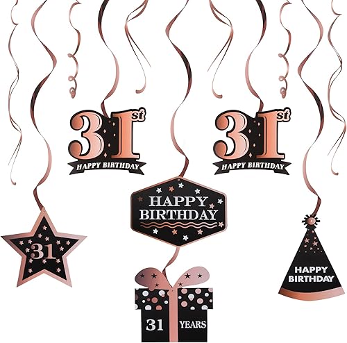 Miniatura 338 de LINGTEER Happy 65th Birthday Decorations Set - 12Pcs Black & Gold Swirls Streamer,Happy Birthday Bunting Banner,Cheers to 65 Years Old Bday Party