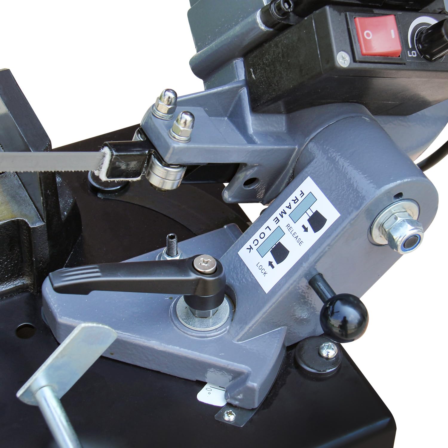 BOKA Metallbandsäge Vario-Speed 40–88 m/min, Gehrungsschnitt 0–45°, Rohrschnitt bis Ø85 mm, 230V/1000W, BS-85 transportable Säge mit hoher Schnittpräzision, Inklusive Sägeband