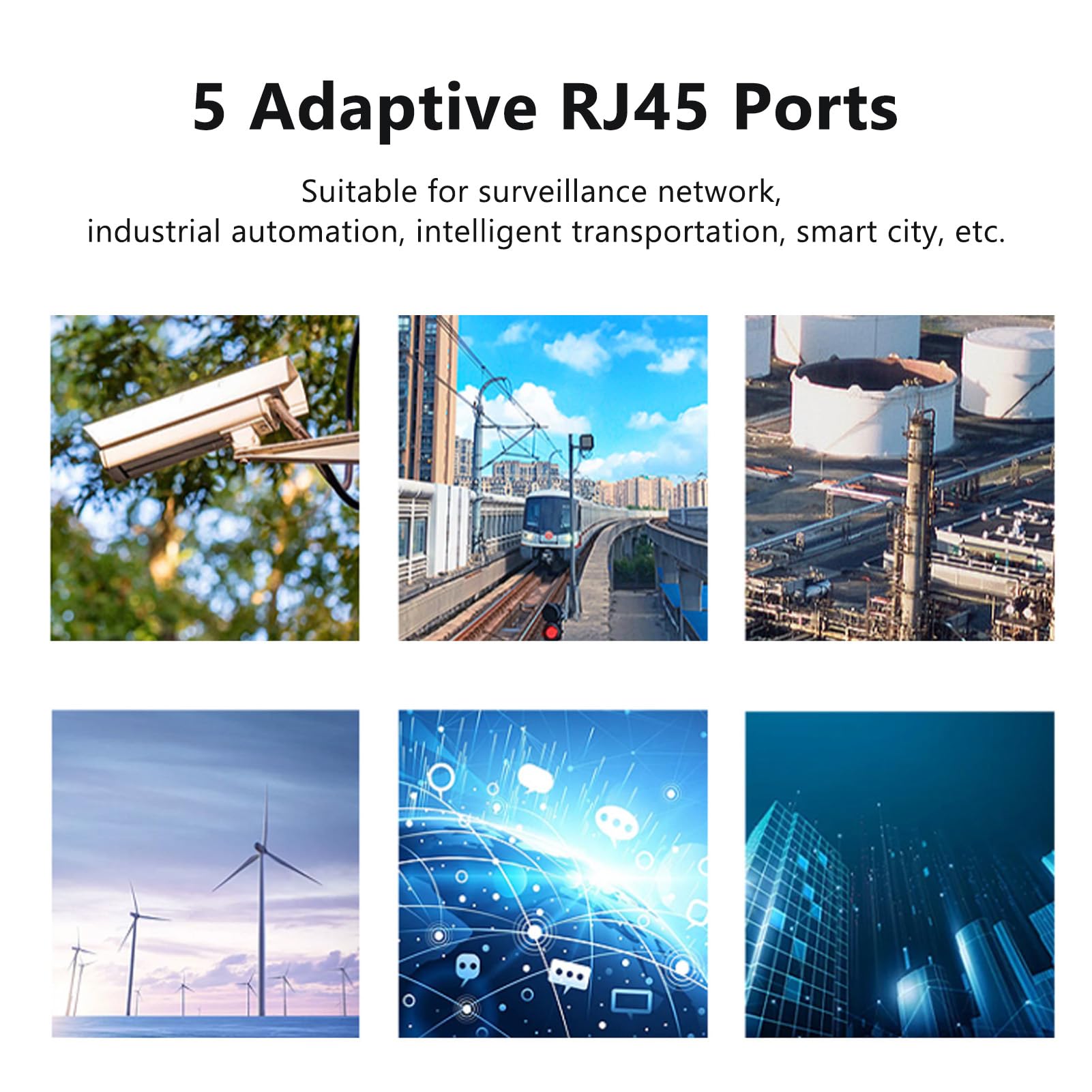 ASHATA Switch Ethernet Industriale a 5 Porte, Non Gestito, Montaggio su