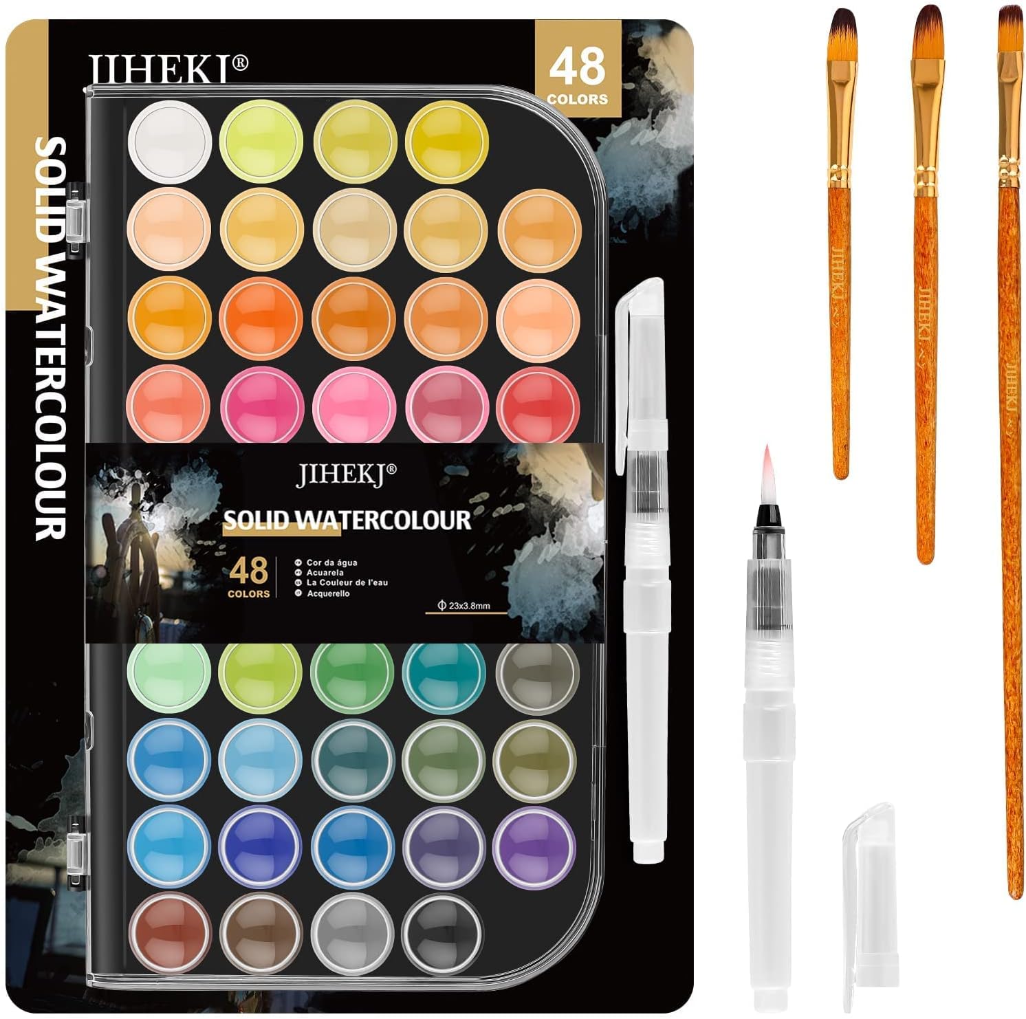 Water Color Paint Premium painting Paint Drawing Artists Sketch Anime Vibrant water Colors Cakes for water color painting kids painting School Supplies Drawing Art Artists Supplies 48 Colors + 4 pens