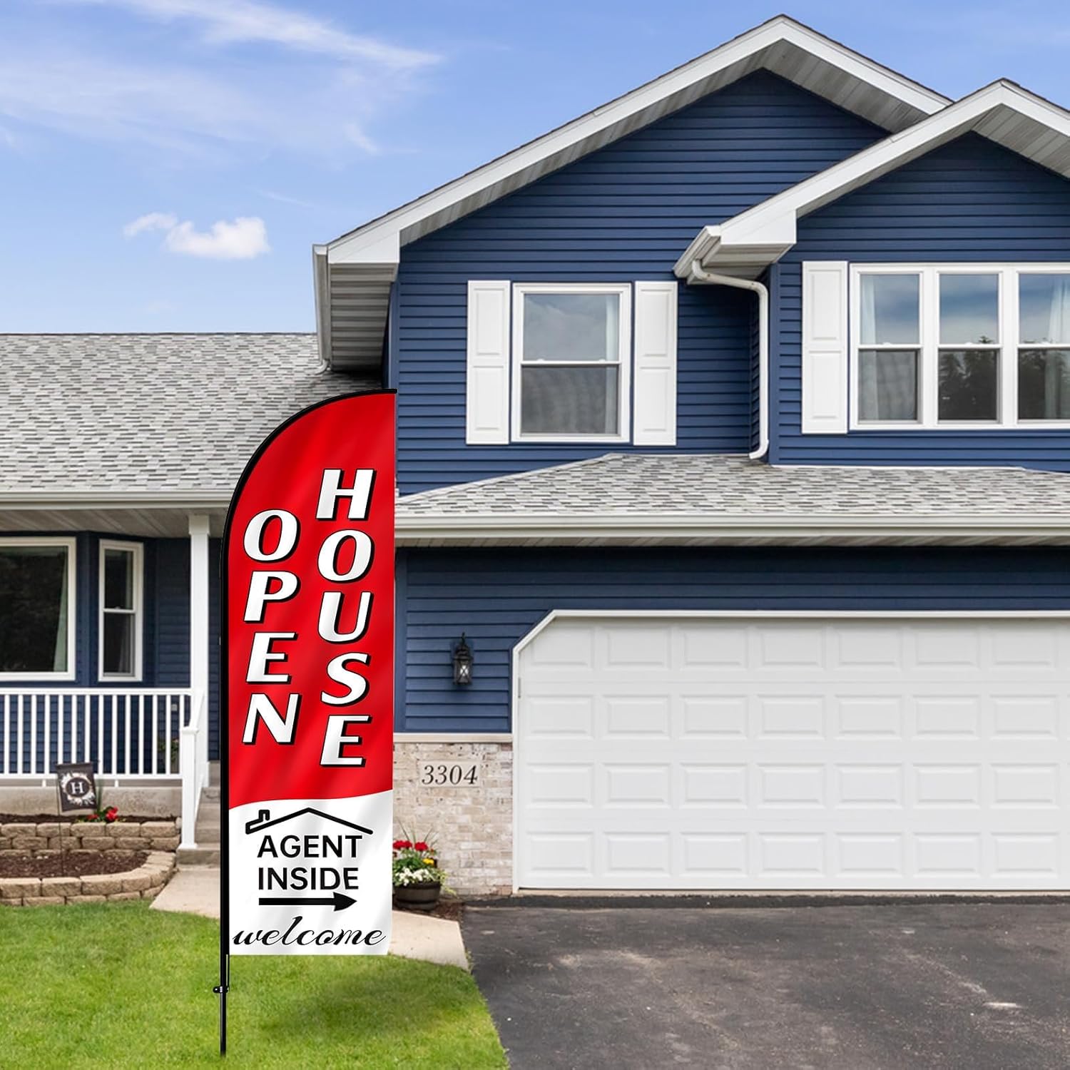 7.9FT Open House Signs for Real Estate Agents,Business Open House Flag and Pole Kit,Feather Flag Banners,Open Signs for Outside Business Advertising