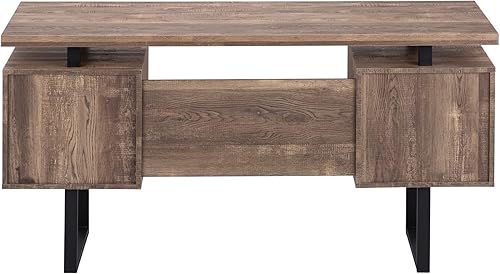 Miniatura 31 de Monarch Specialties Escritorio de oficina de metal plateado con aspecto recuperado, color gris pardo oscuro, 60 pulgadas Gris topo oscuro,Aspecto de