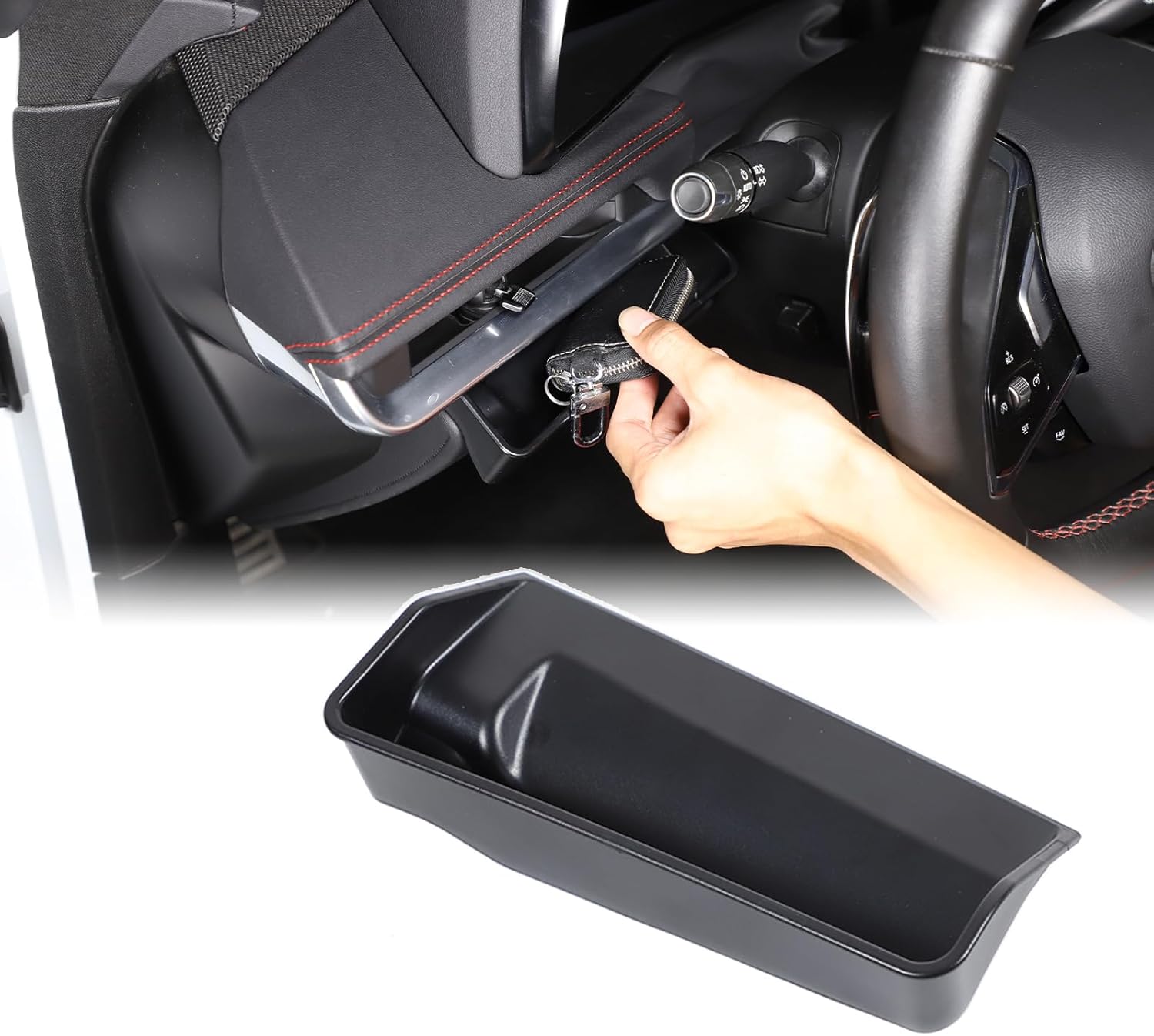 Car Center Console Storage Box Compatible with Corvette C8 Stingray 2020-2024 Drivers Side Coin Container Storage Dash Tray Organizer Key Card Holder Insert Expander Box Accessories (Black)