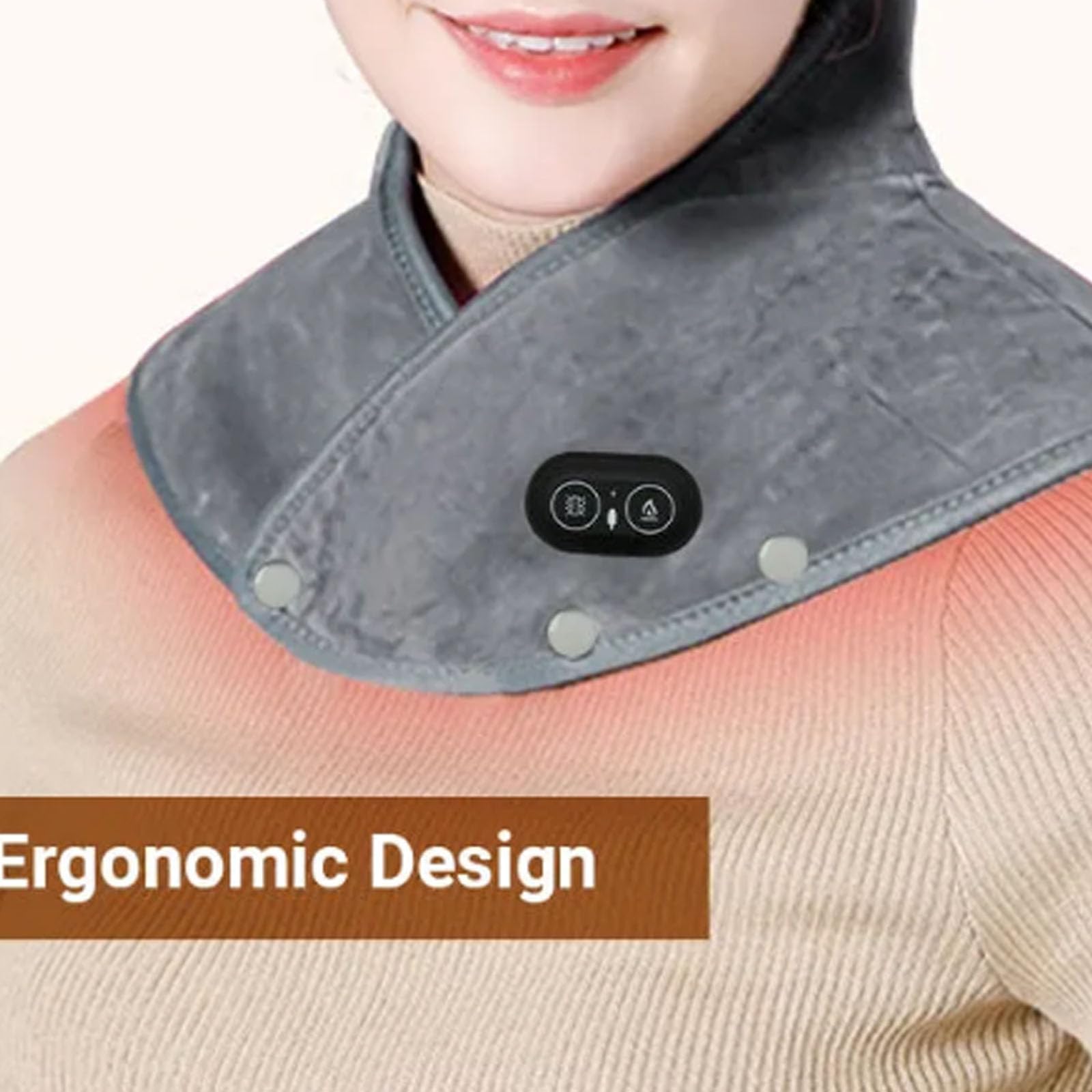 Almohadilla térmica para Cuello y Hombros, para aliviar el Dolor, con 3 ajustes de Temperatura y Masaje (Morado)