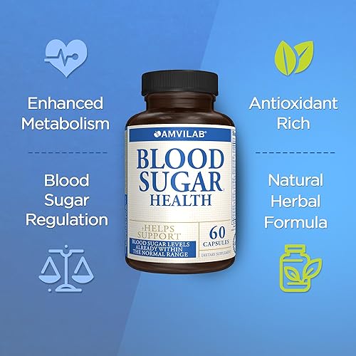 Miniatura 5 de AMVILAB Blood Sugar Health Natural 20 hierbas y vitaminas con canela, ácido alfa lipoico para apoyar la salud, sin OMG, para hombres y mujeres,