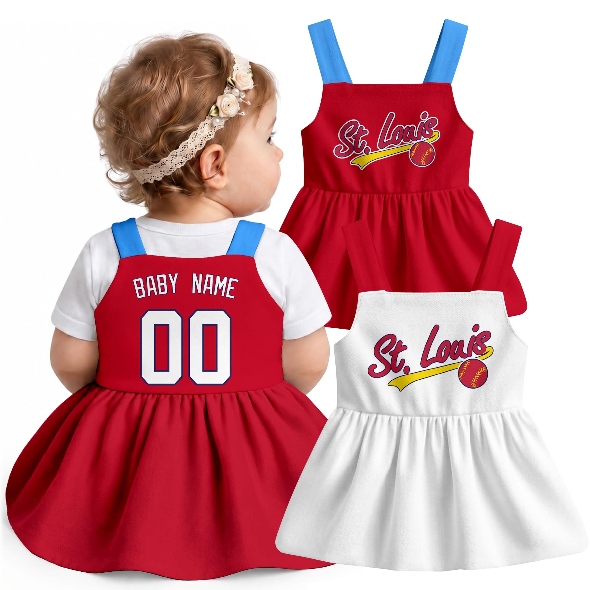 KREDE Baby Girl Clothes Custom Baby Strap Dress with Number Name for Baby Girl Gifts