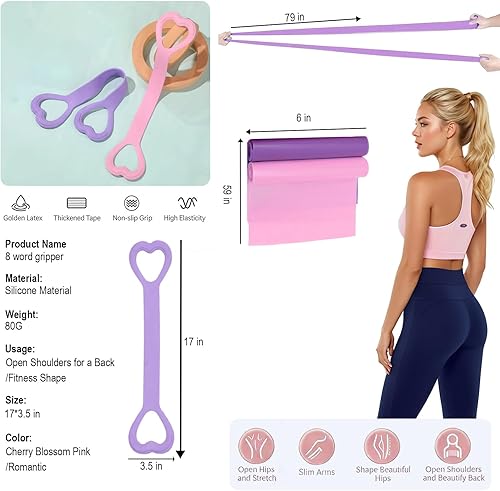 Resistance Bands, Figure 8 Resistance Band, 4 Pack - Latex-Free Exercise Bands for Home Gym, Strength Training & Physical Therapy | Yoga, Pilates,