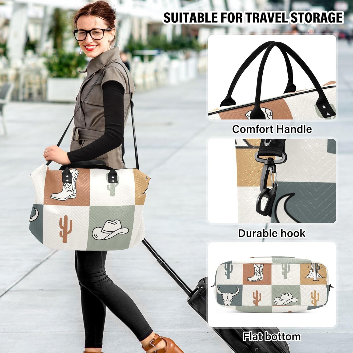 VIGTRO Travel Duffel Bag Weekender Overnight Bag with Toiletry Bag, Carry On Luggage Bag for Hospital Gym Business 2 Pcs Set