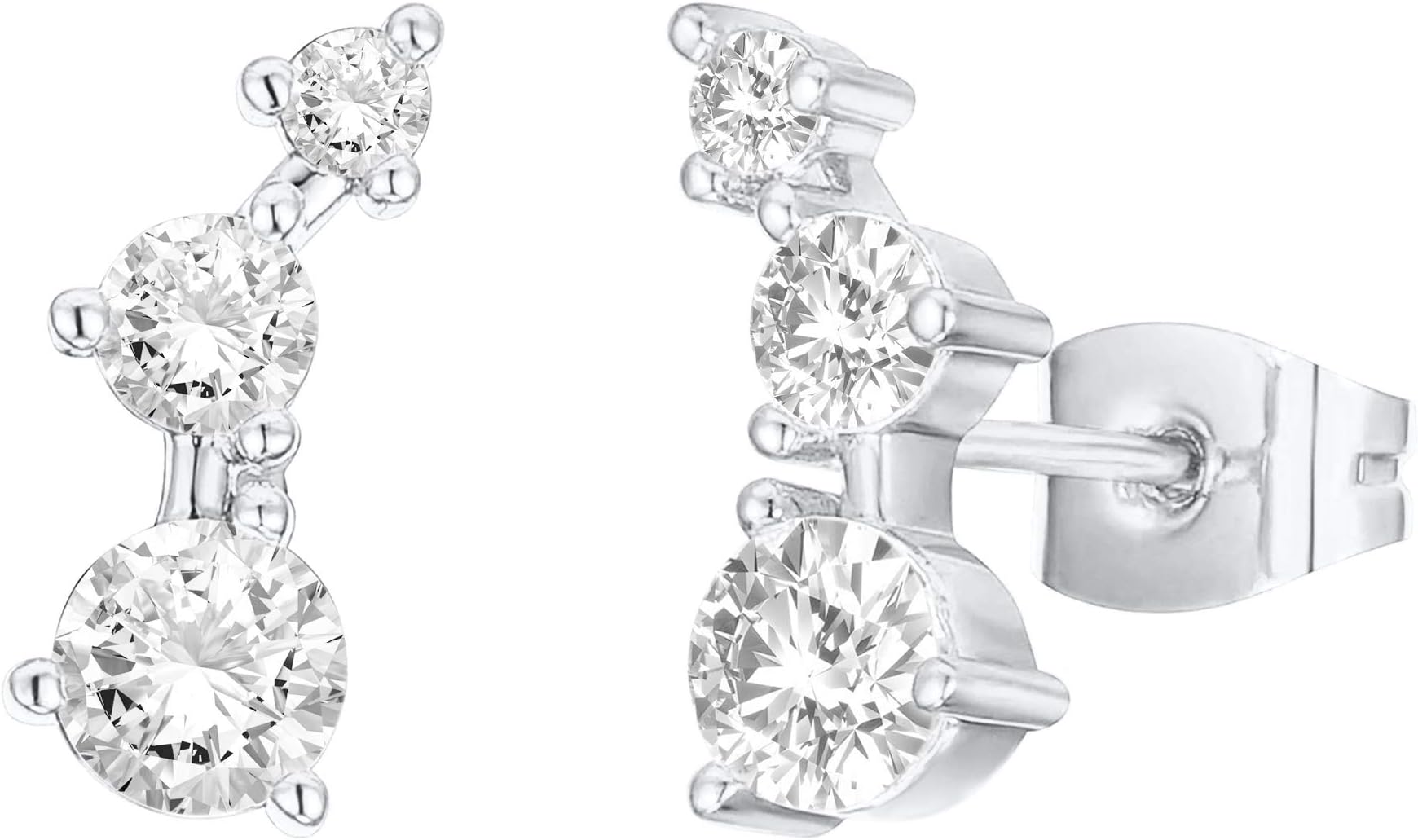 14K Gold Plated Cubic Zirconia Ear Crawler Earrings - Faux Diamond Arrow Ear Climber Fashion Earrings for Women